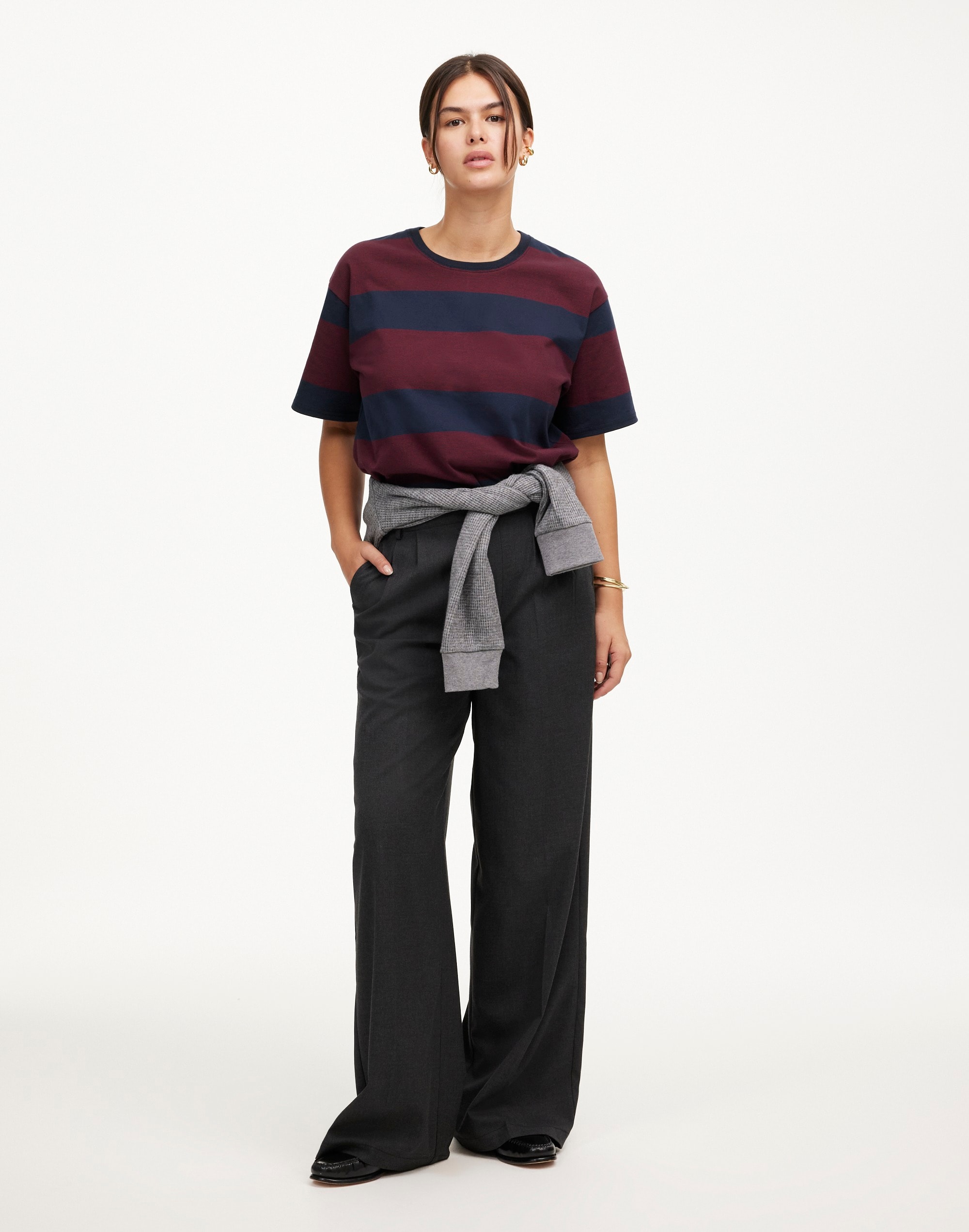 cotton relaxed oversized tee in stripe
