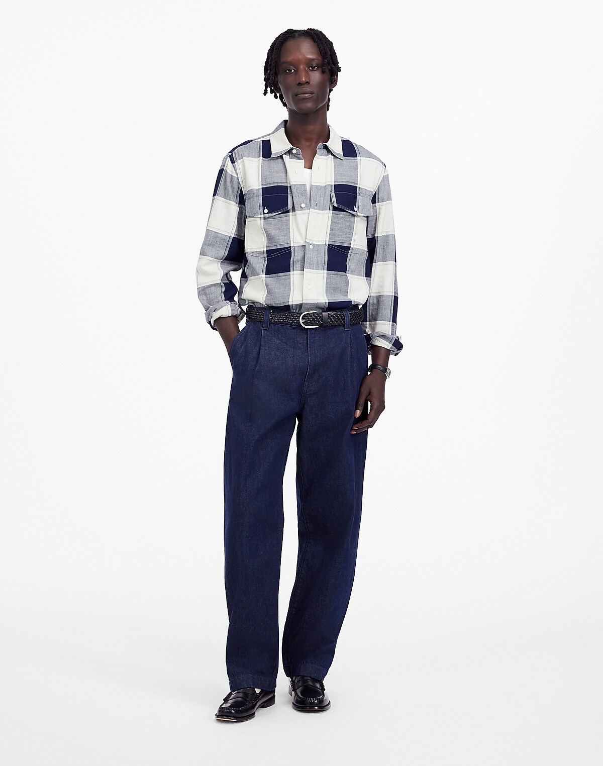 Pleated Denim Pants in Northbrook Wash