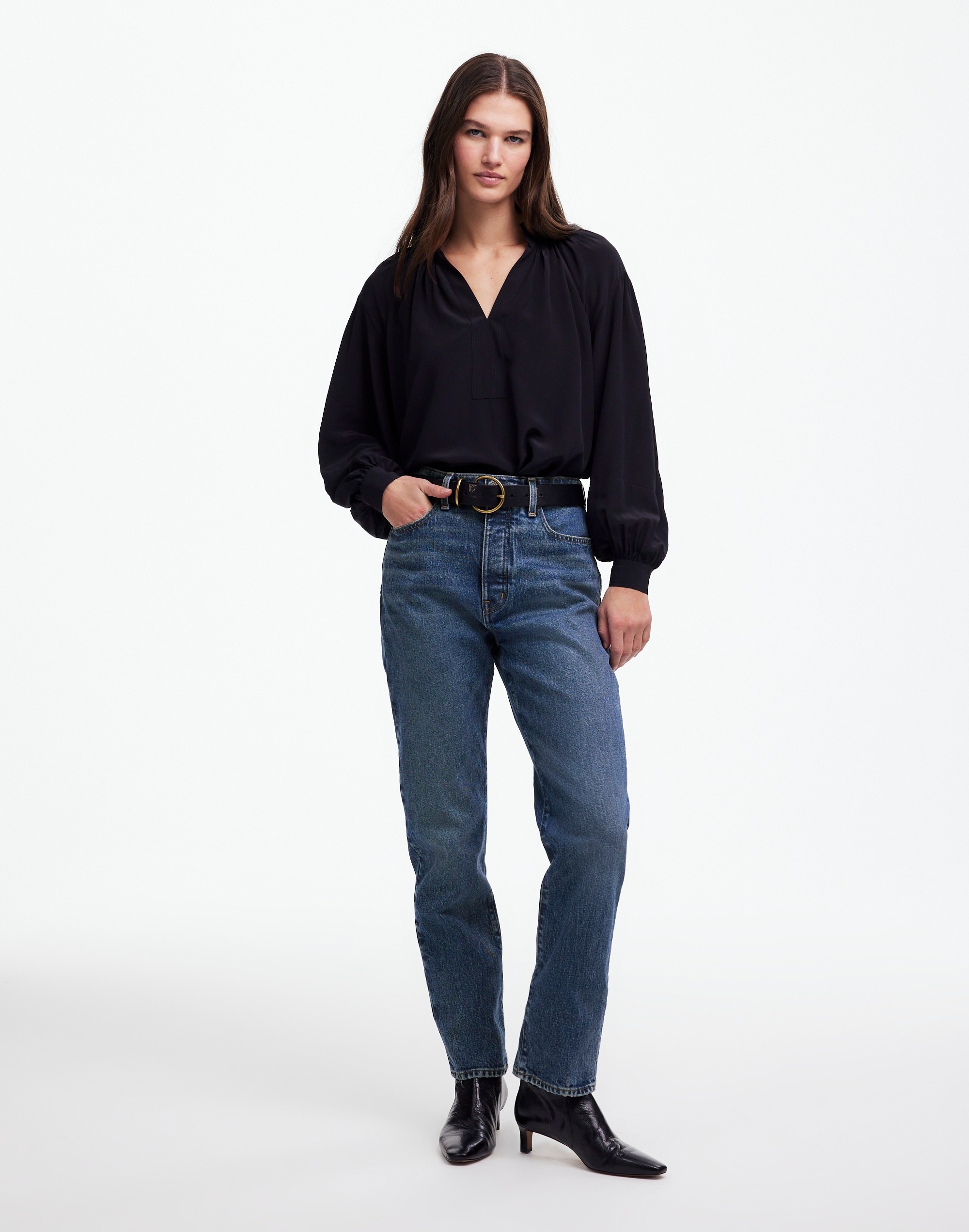the '90s straight crop jean in concho wash