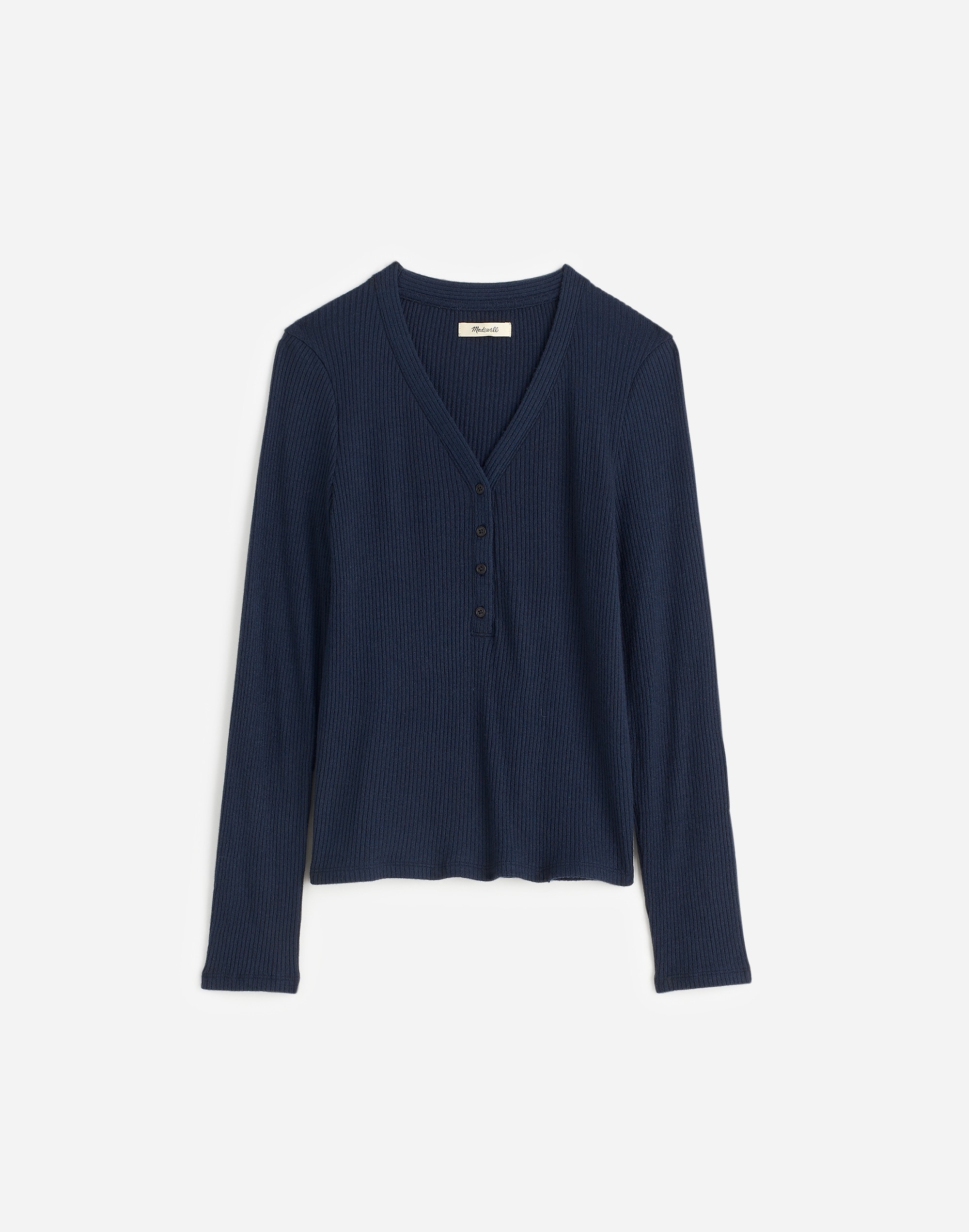 brushed long-sleeve henley tee
