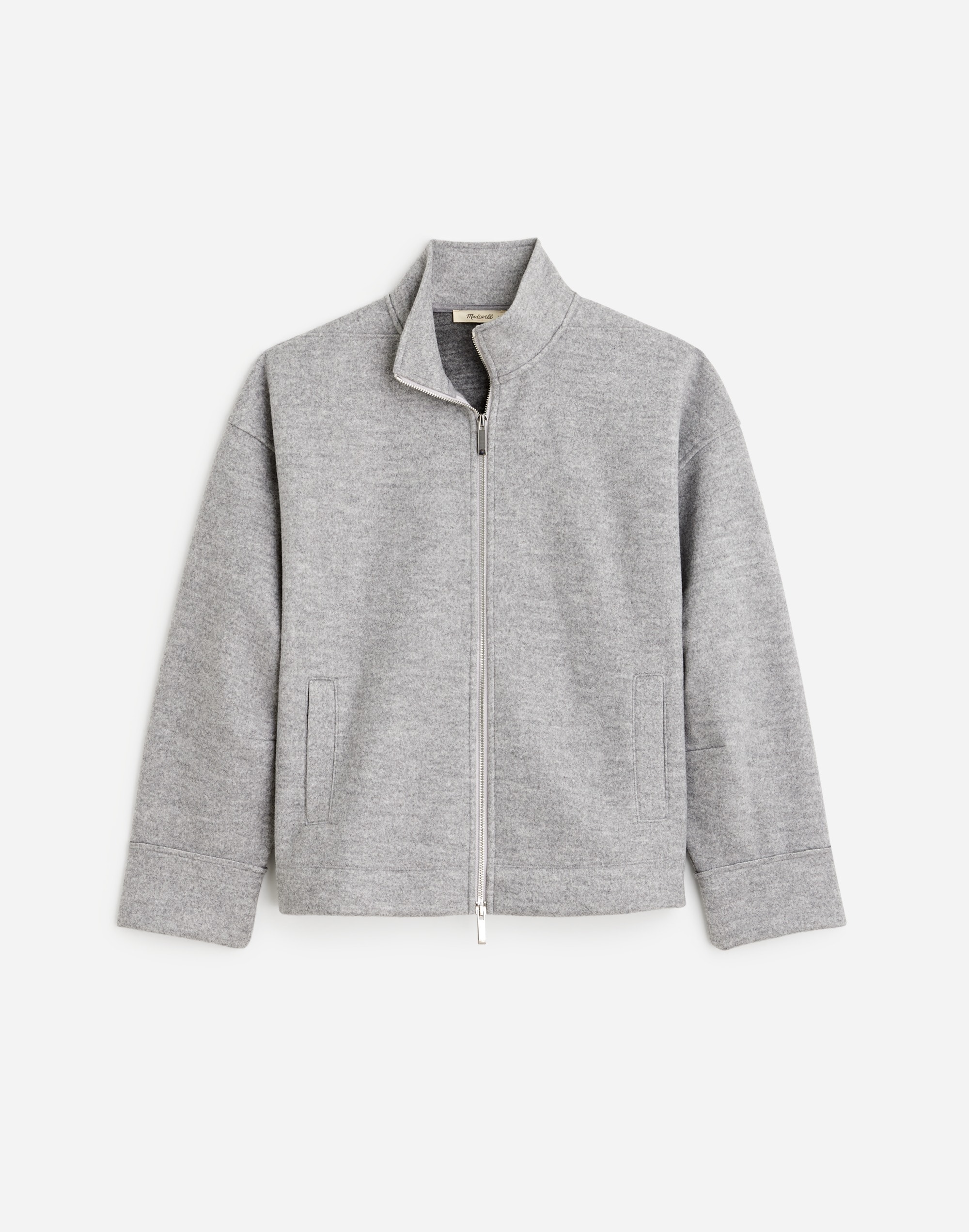 relaxed mockneck knit jacket