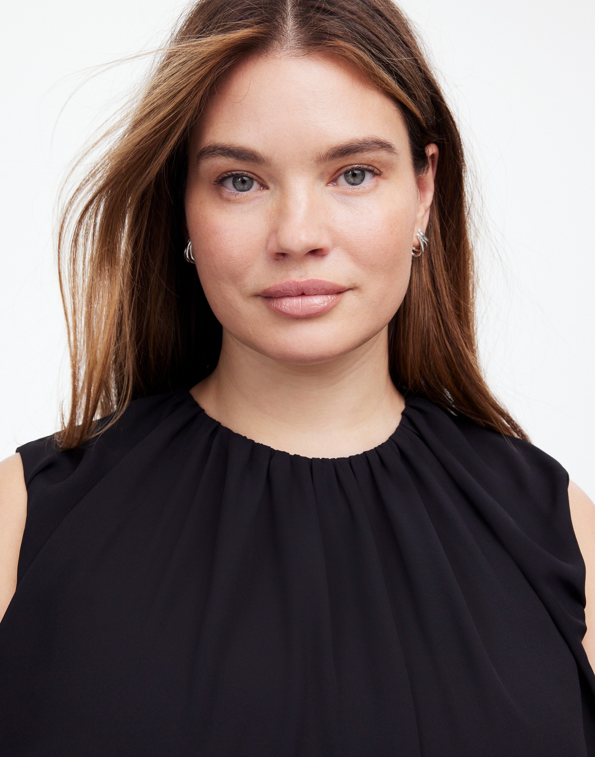 plus sleeveless bubble top in chiffon