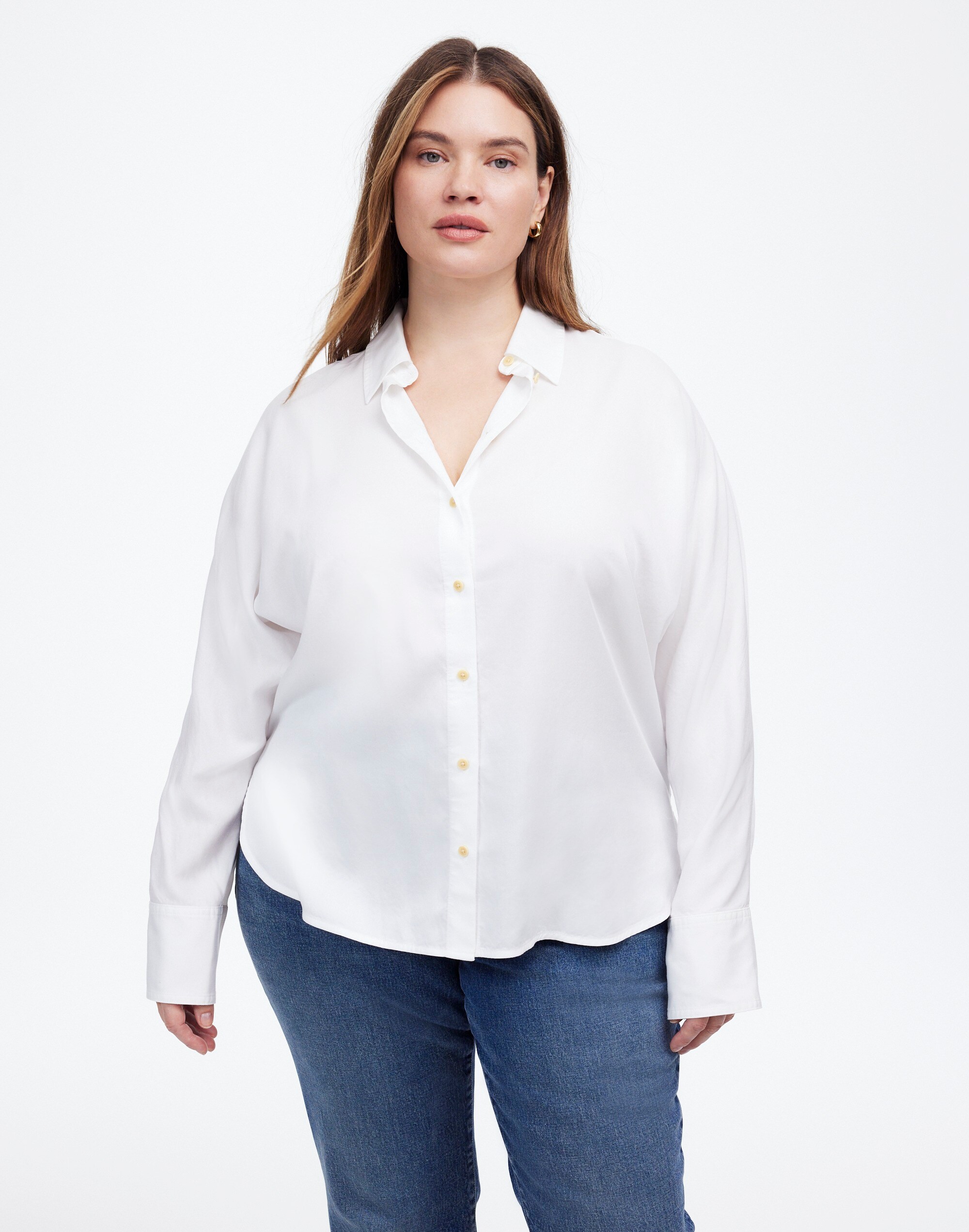 Plus Relaxed Dolman Button-Up Shirt
