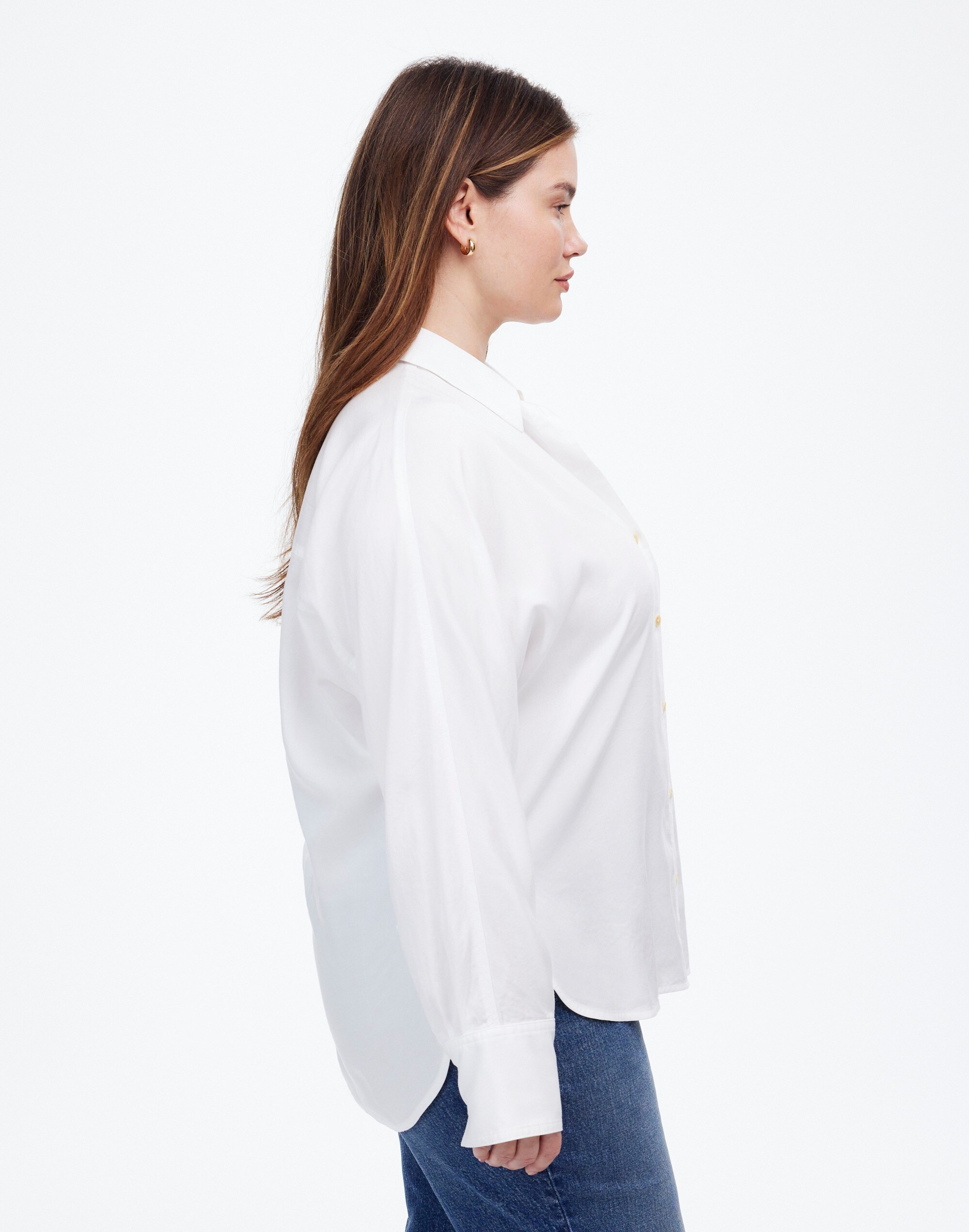 Plus Relaxed Dolman Button-Up Shirt