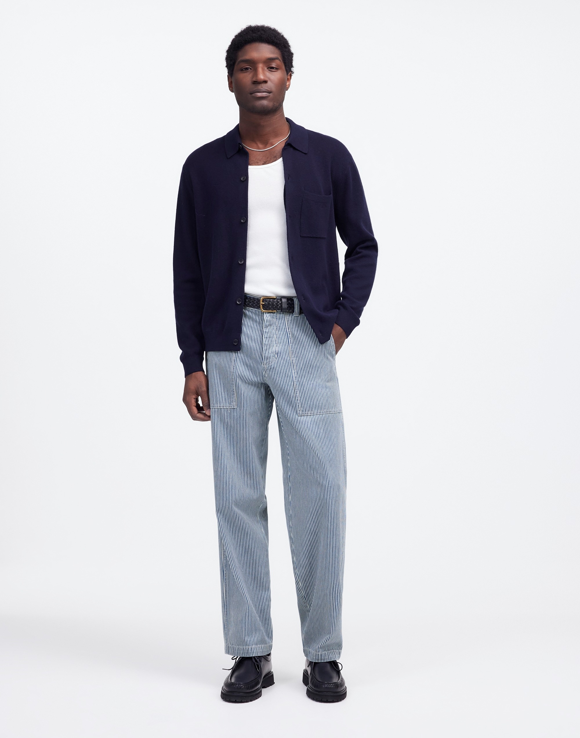 Baggy Surplus Pants in Indigo Engineer Stripe