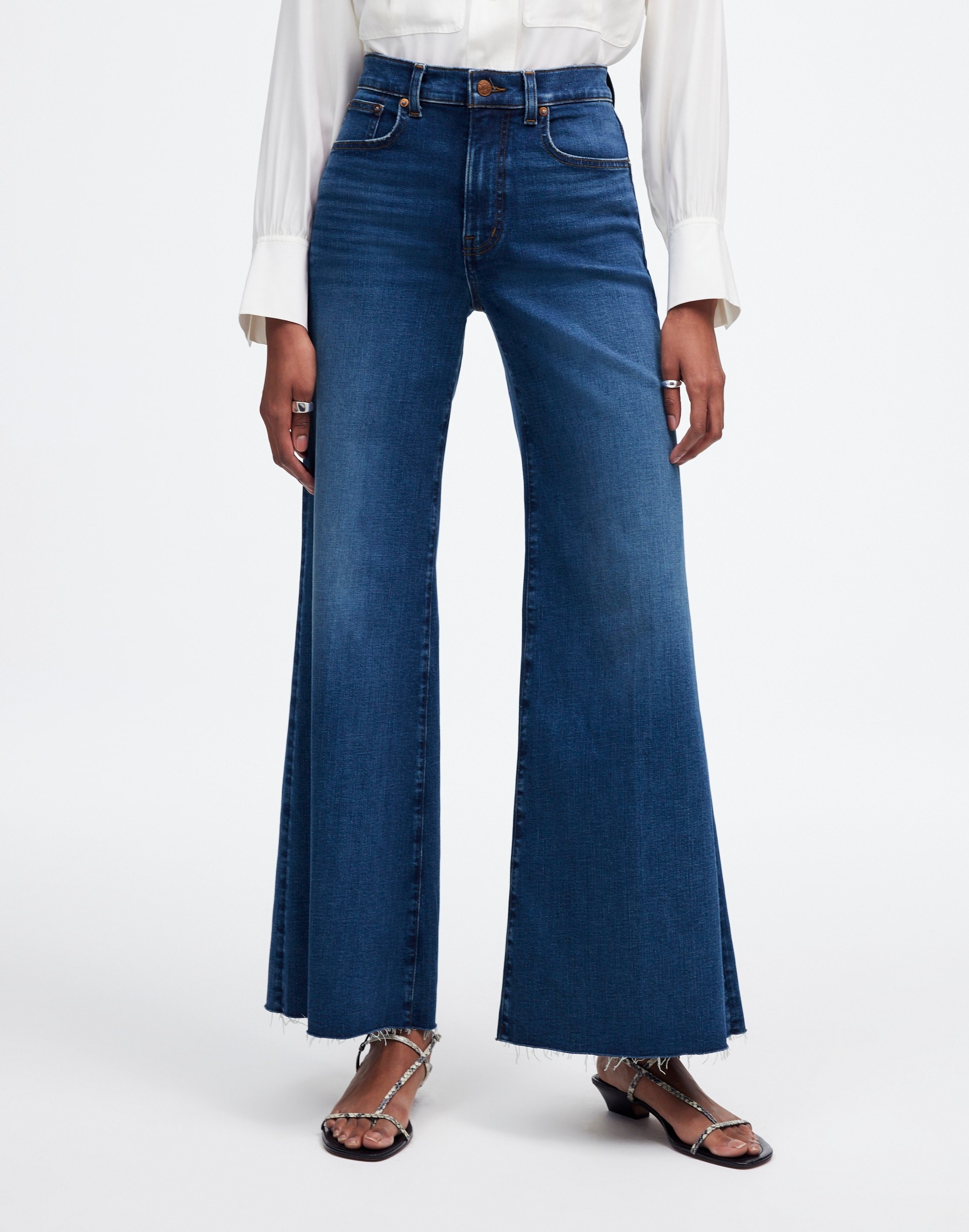 Flared Wide-Leg Crop Jeans