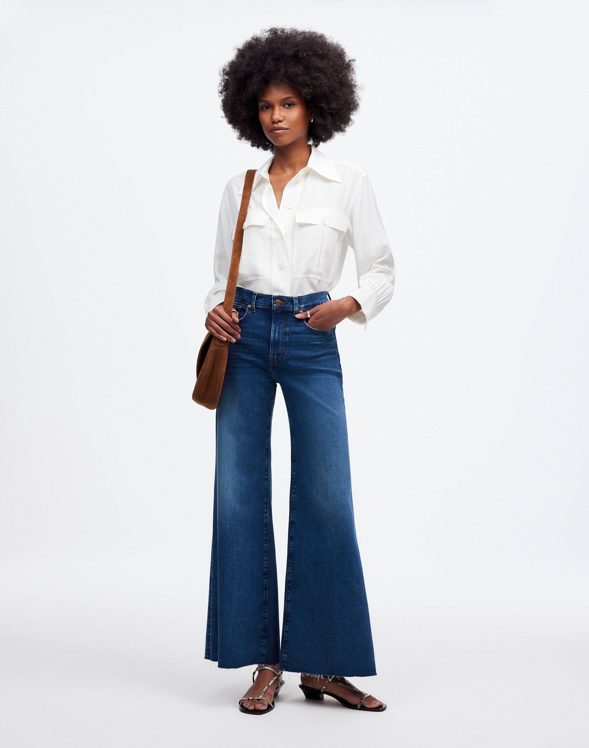 Flared Wide-Leg Crop Jeans