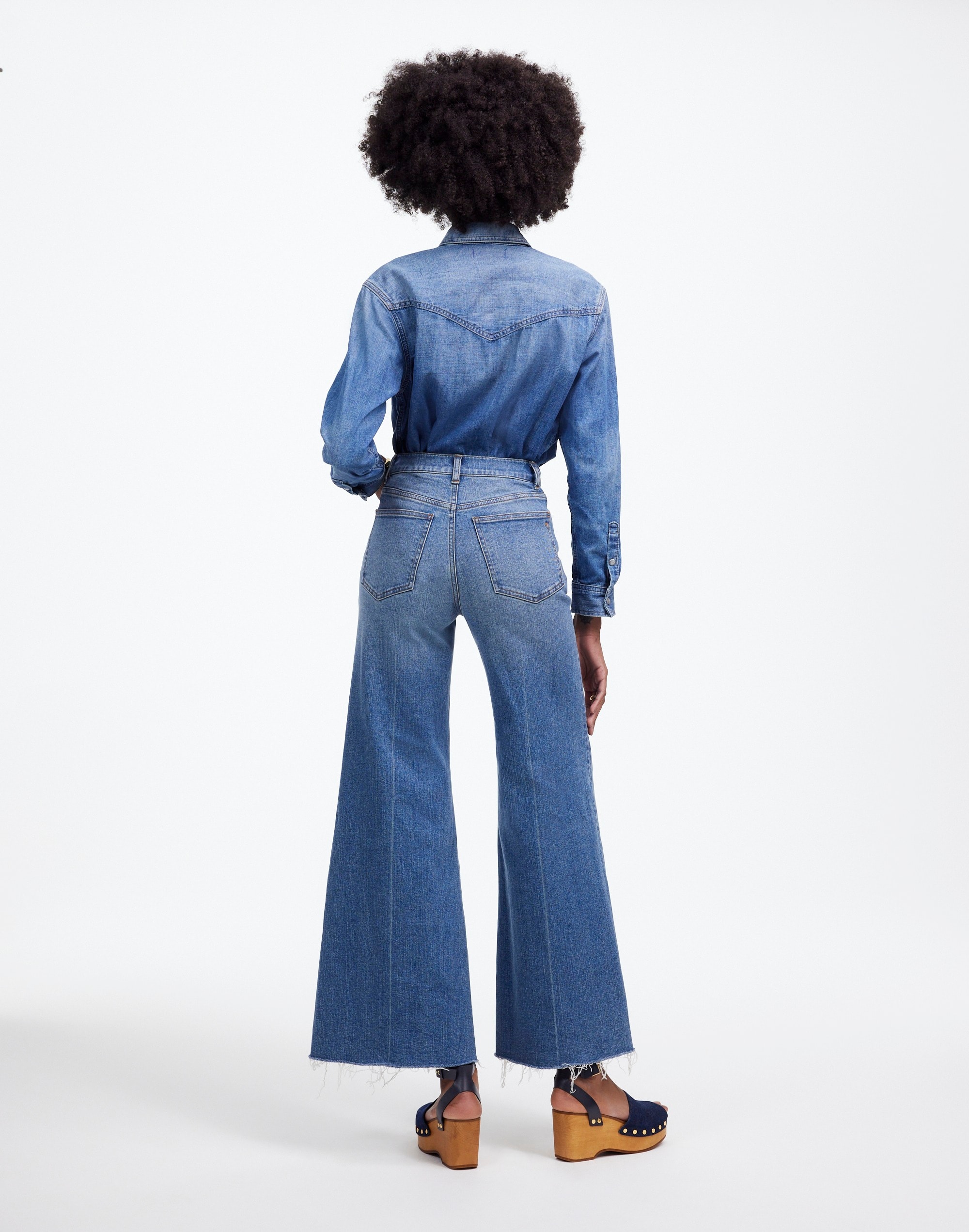 Flared Wide-Leg Crop Jeans