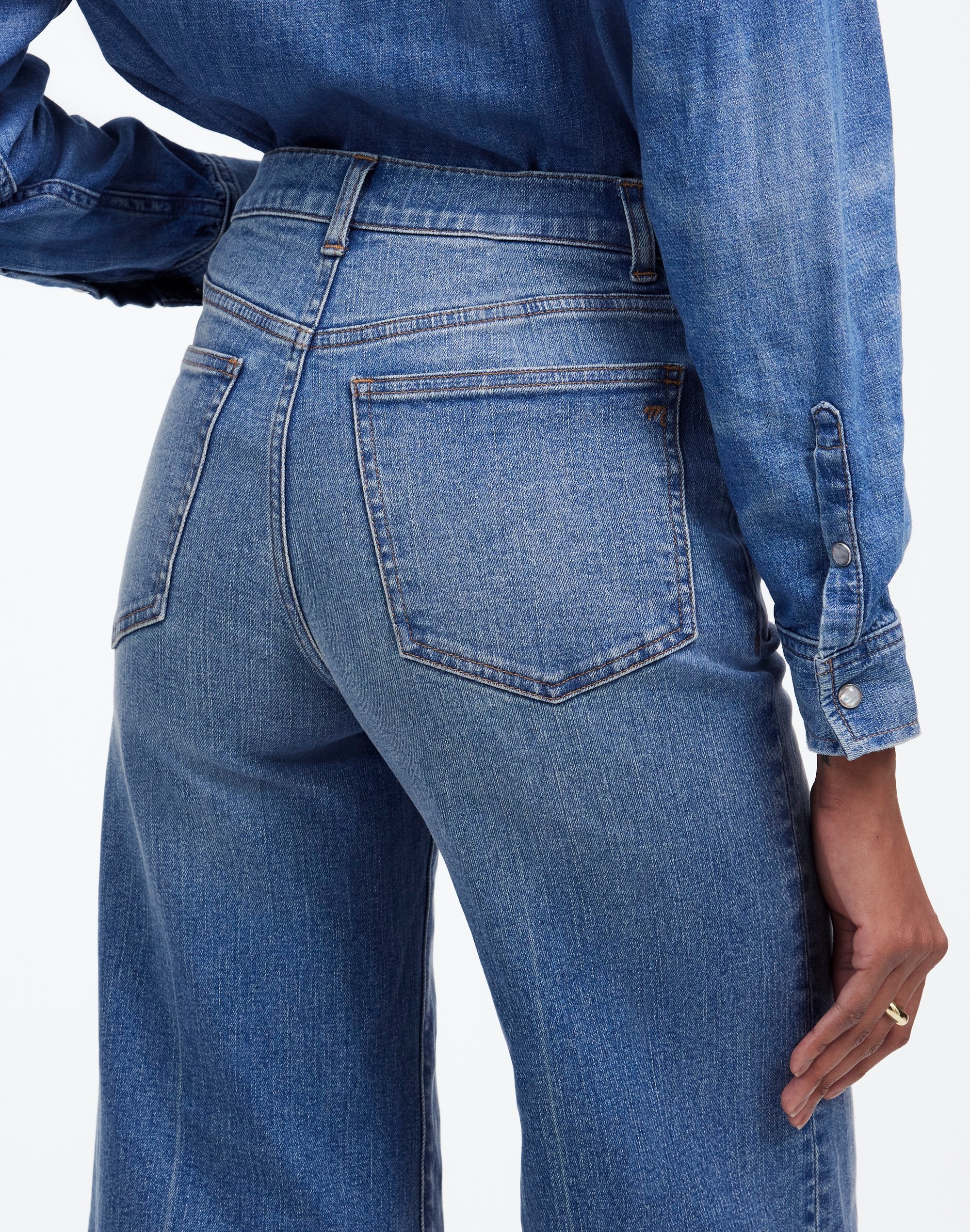 Flared Wide-Leg Crop Jeans