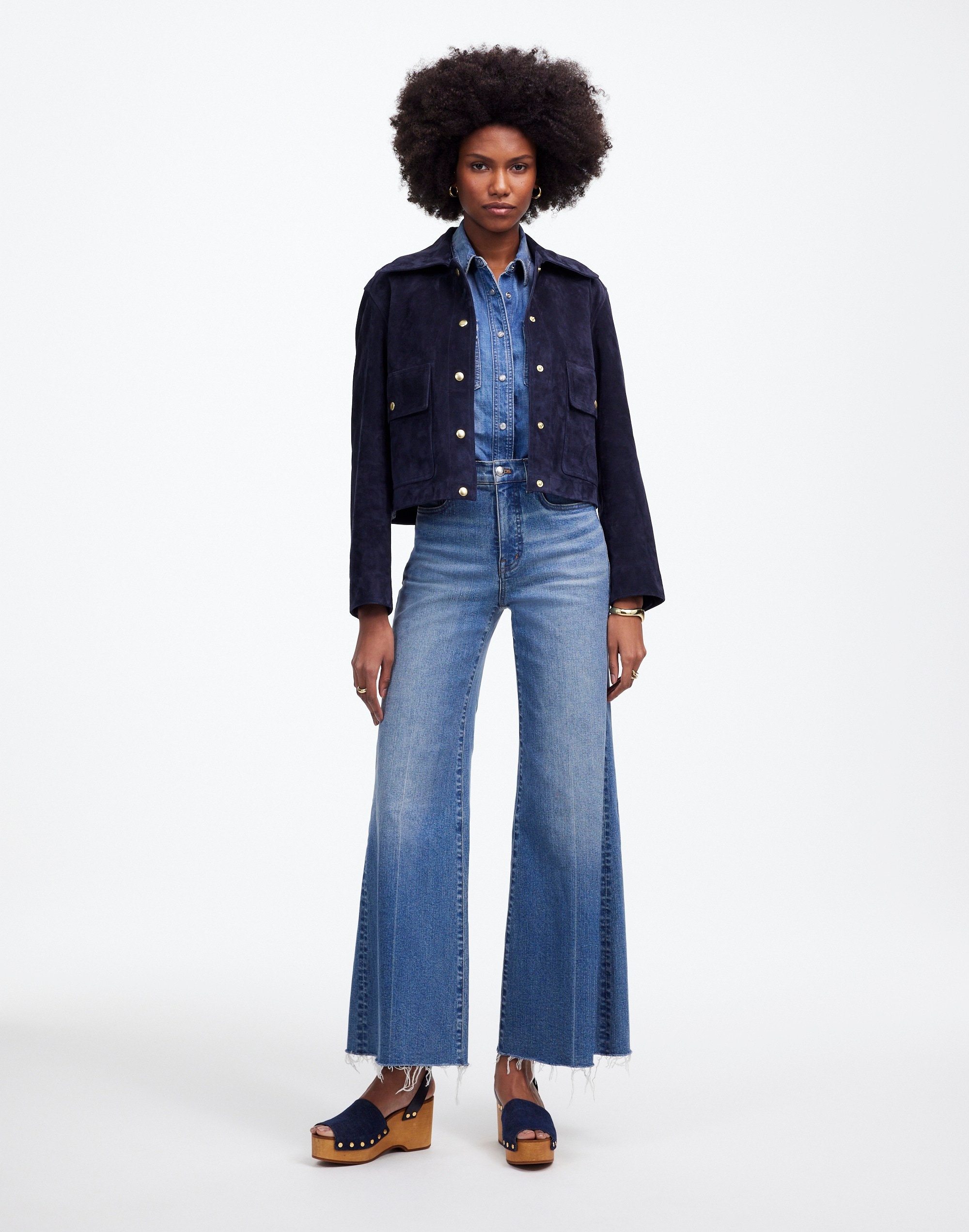 Flared Wide-Leg Crop Jeans