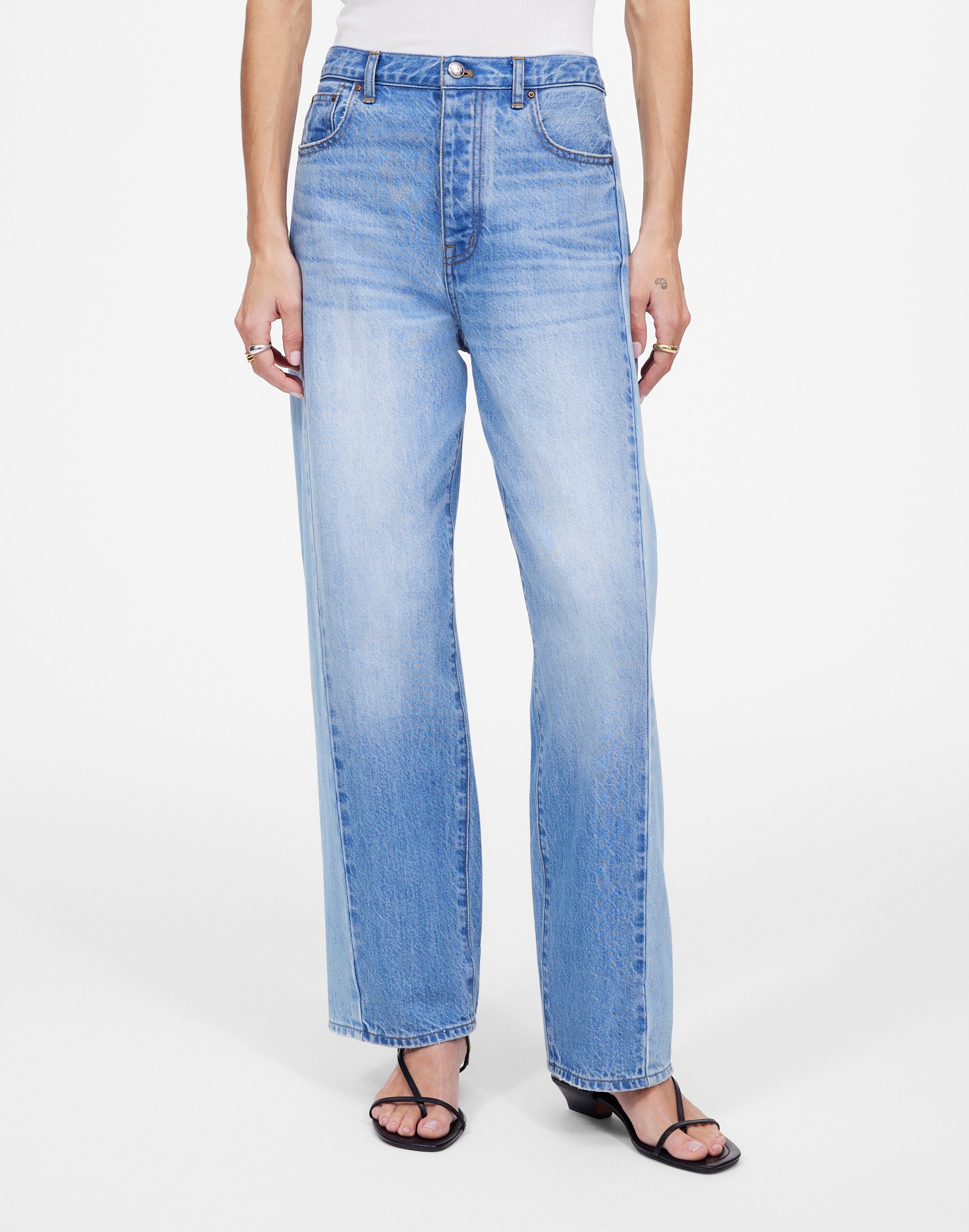 Pieced Barrel-Leg Jeans