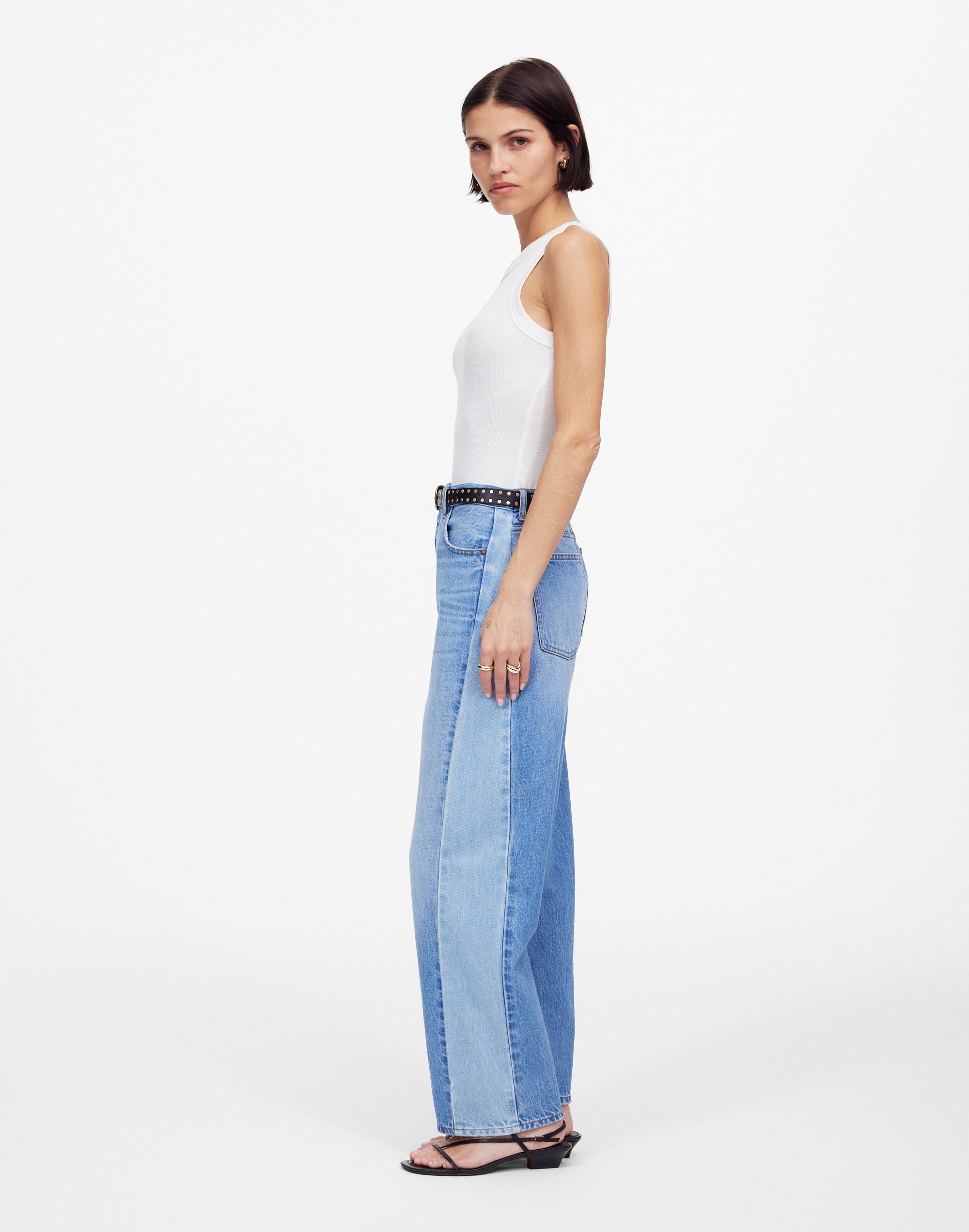 Pieced Barrel-Leg Jeans