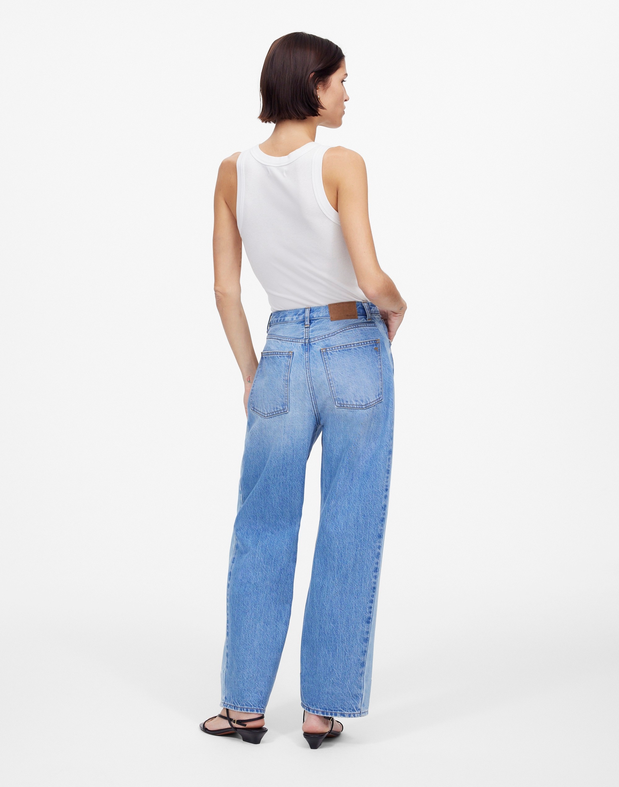 Pieced Barrel-Leg Jeans in Redlands Wash Alternate Image 4