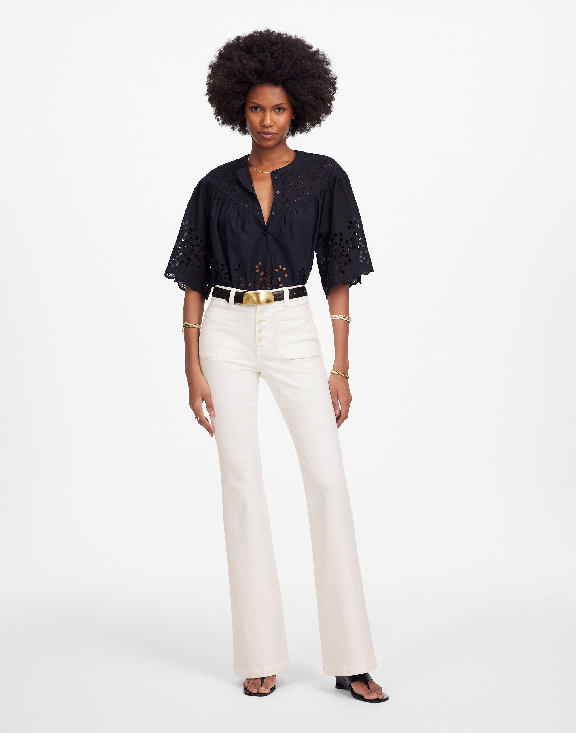 flea market flare jeans in pure white