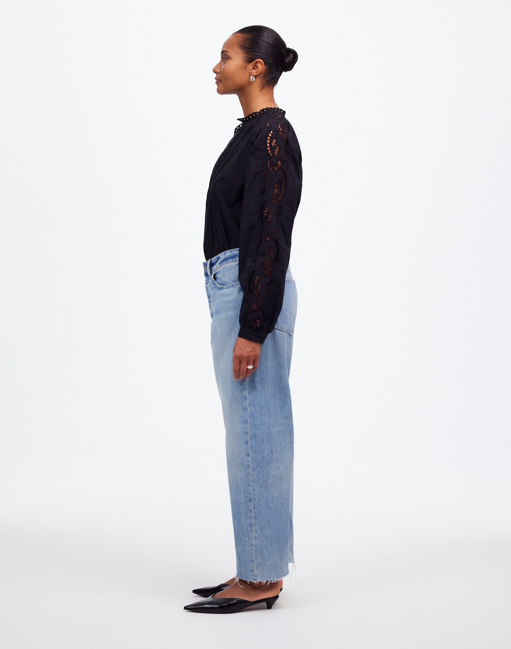 The Petite Curvy Darted Barrel-Leg Jean