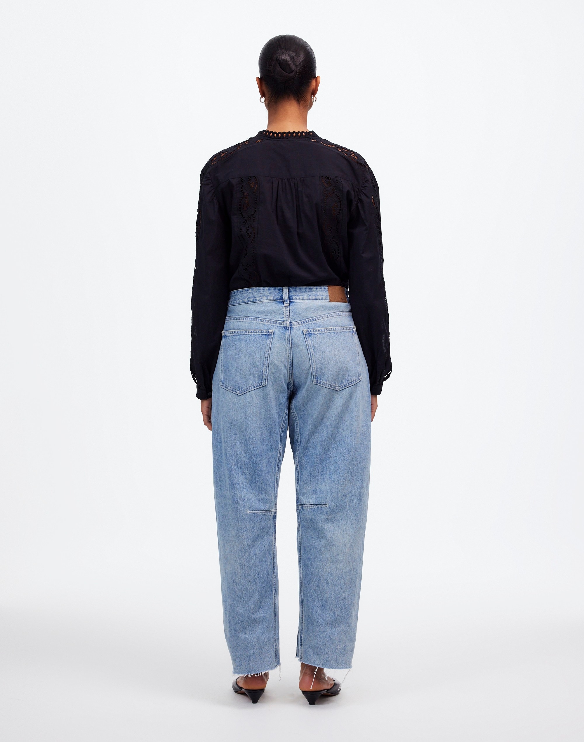The Petite Curvy Darted Barrel-Leg Jean