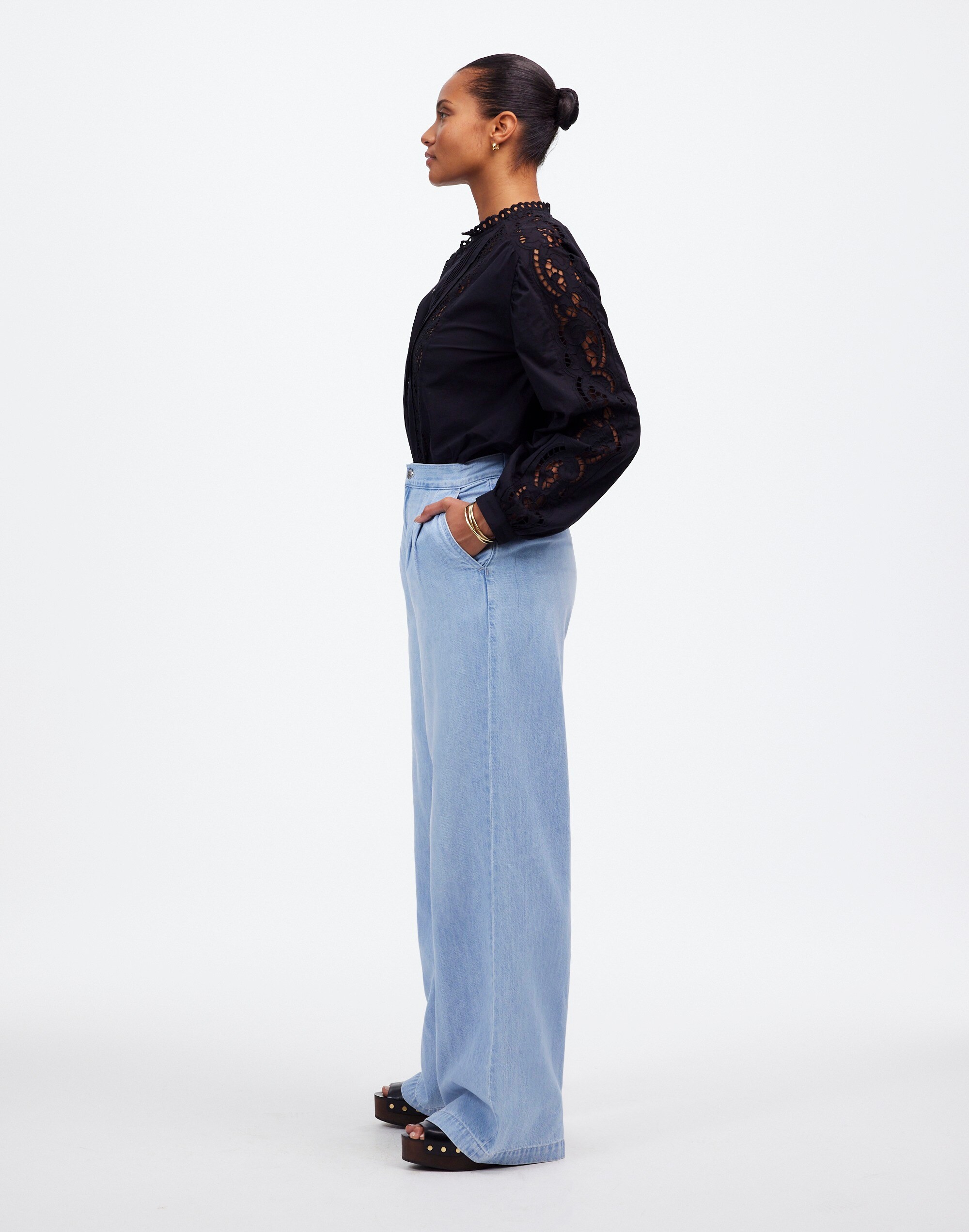 The Curvy Harlow Wide-Leg Denim Trouser in Noll Wash: Airy Denim Edition