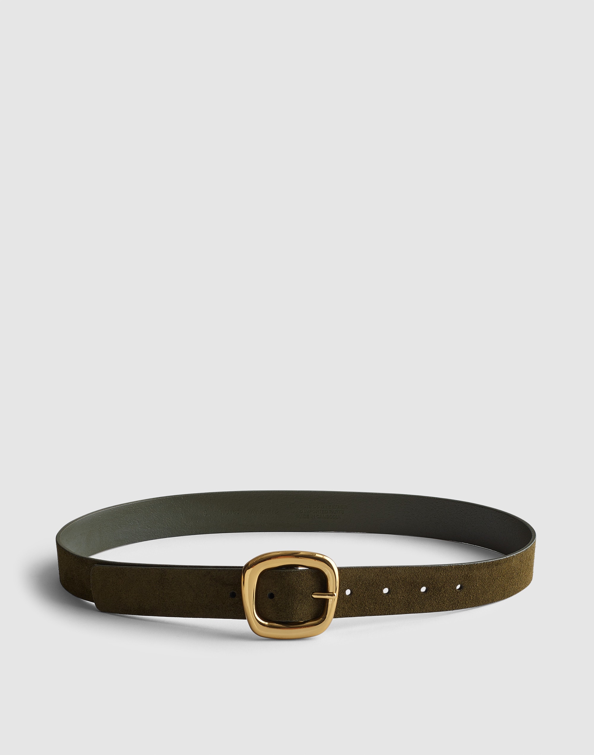 sculptural buckle suede belt