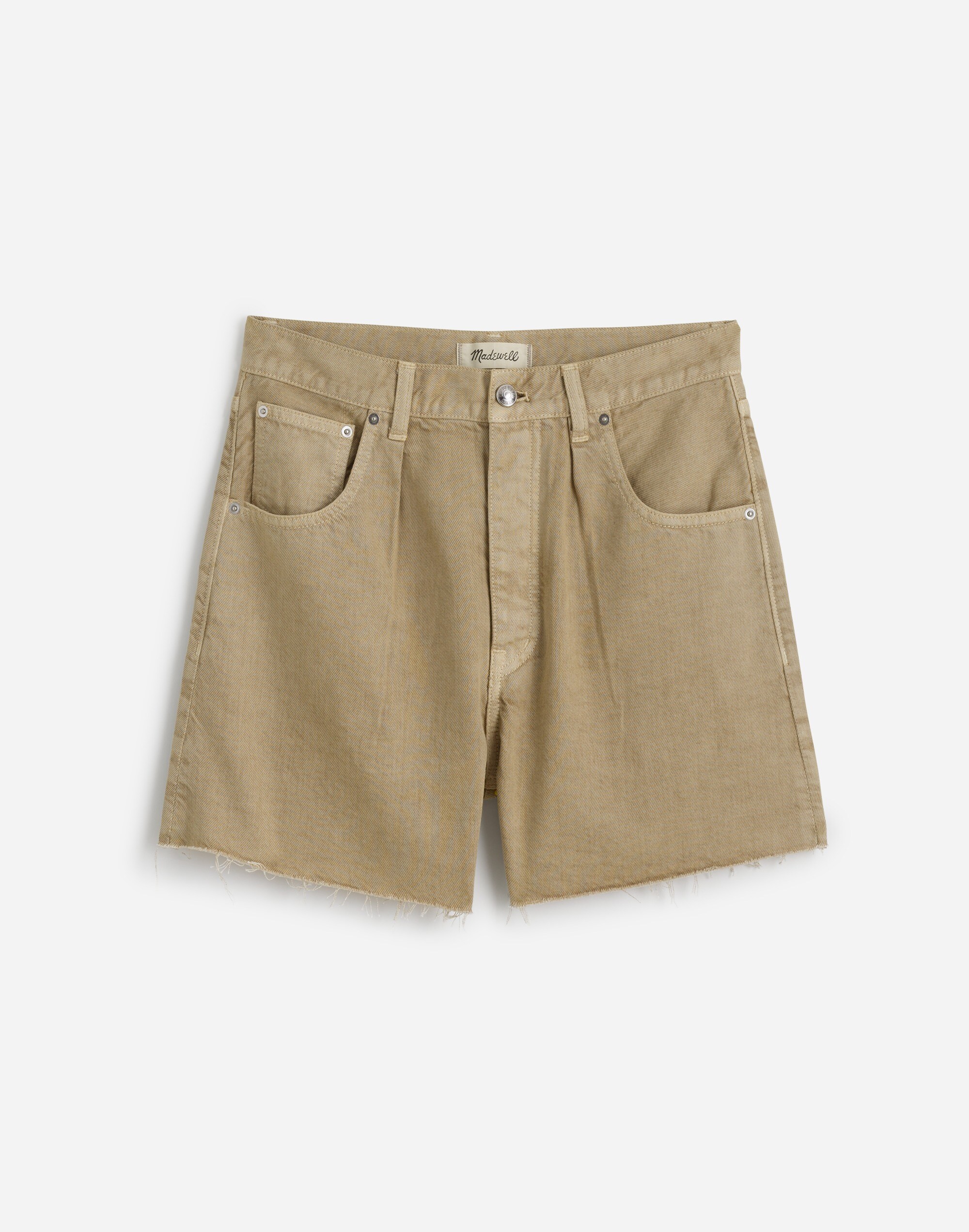 Pleated Low-Slung Denim Shorts: Airy Denim Edition