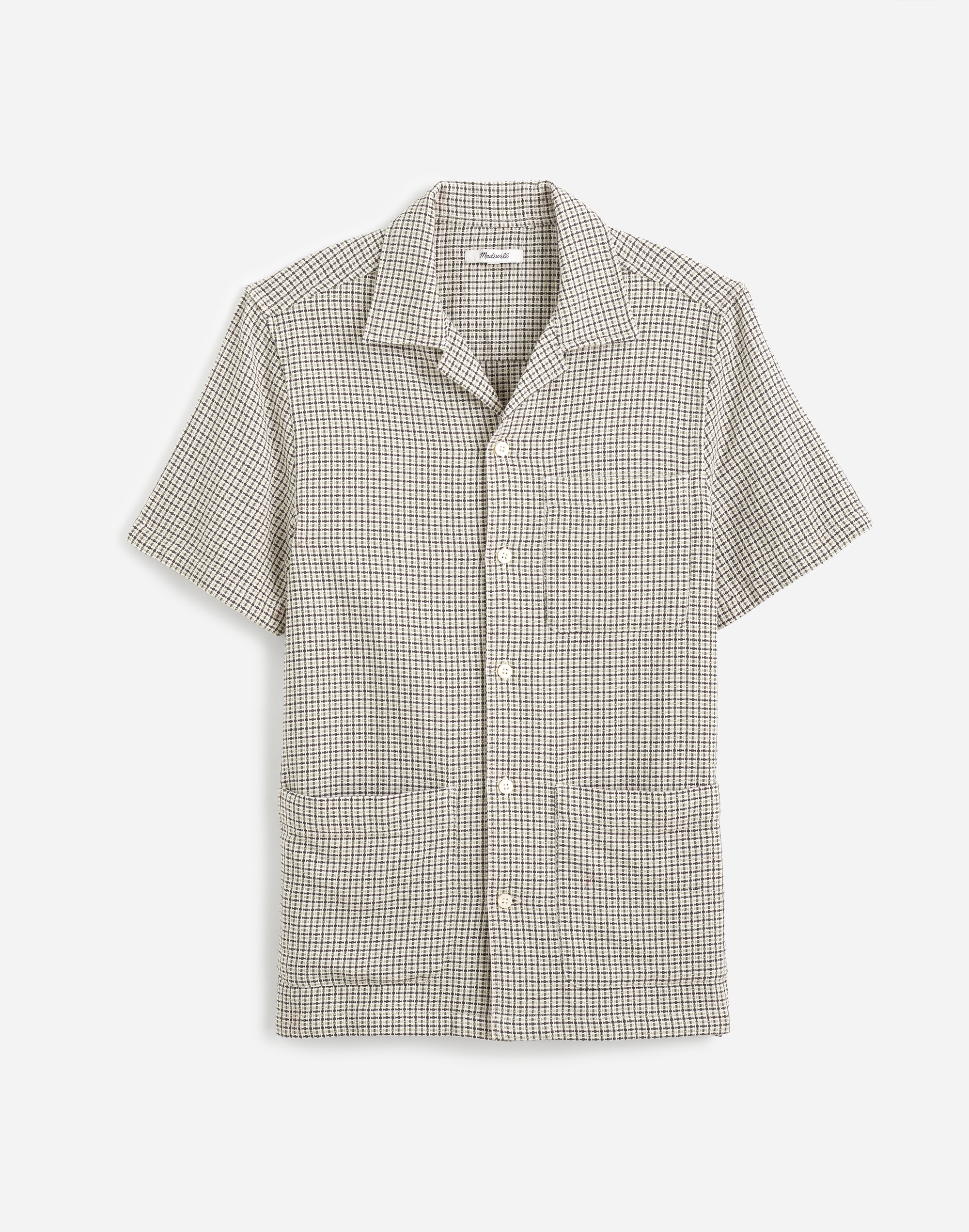 Basketweave Short-Sleeve Button-Up