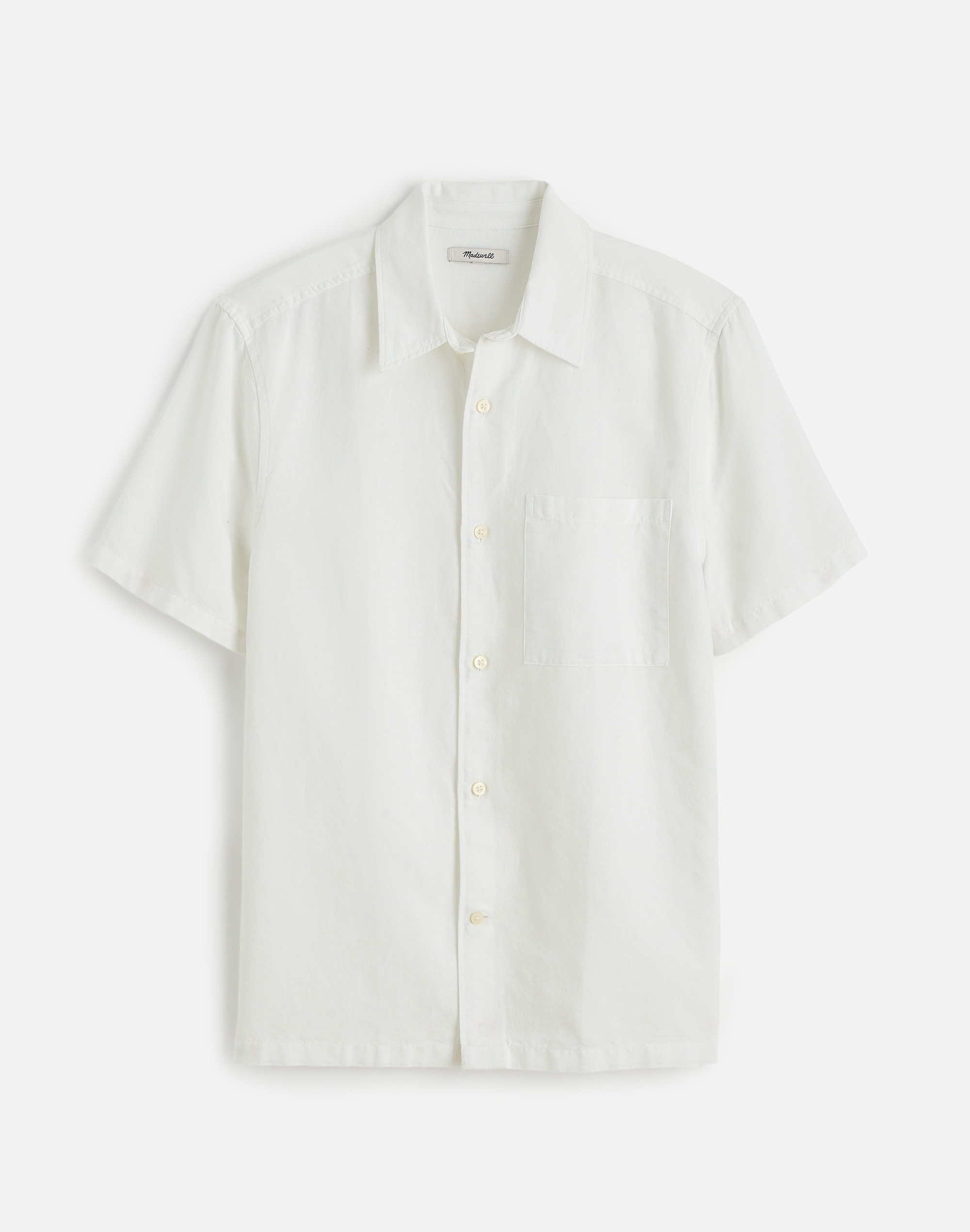 Button-Up Short-Sleeve Shirt in Cotton-Linen Blend Alternate Image 6