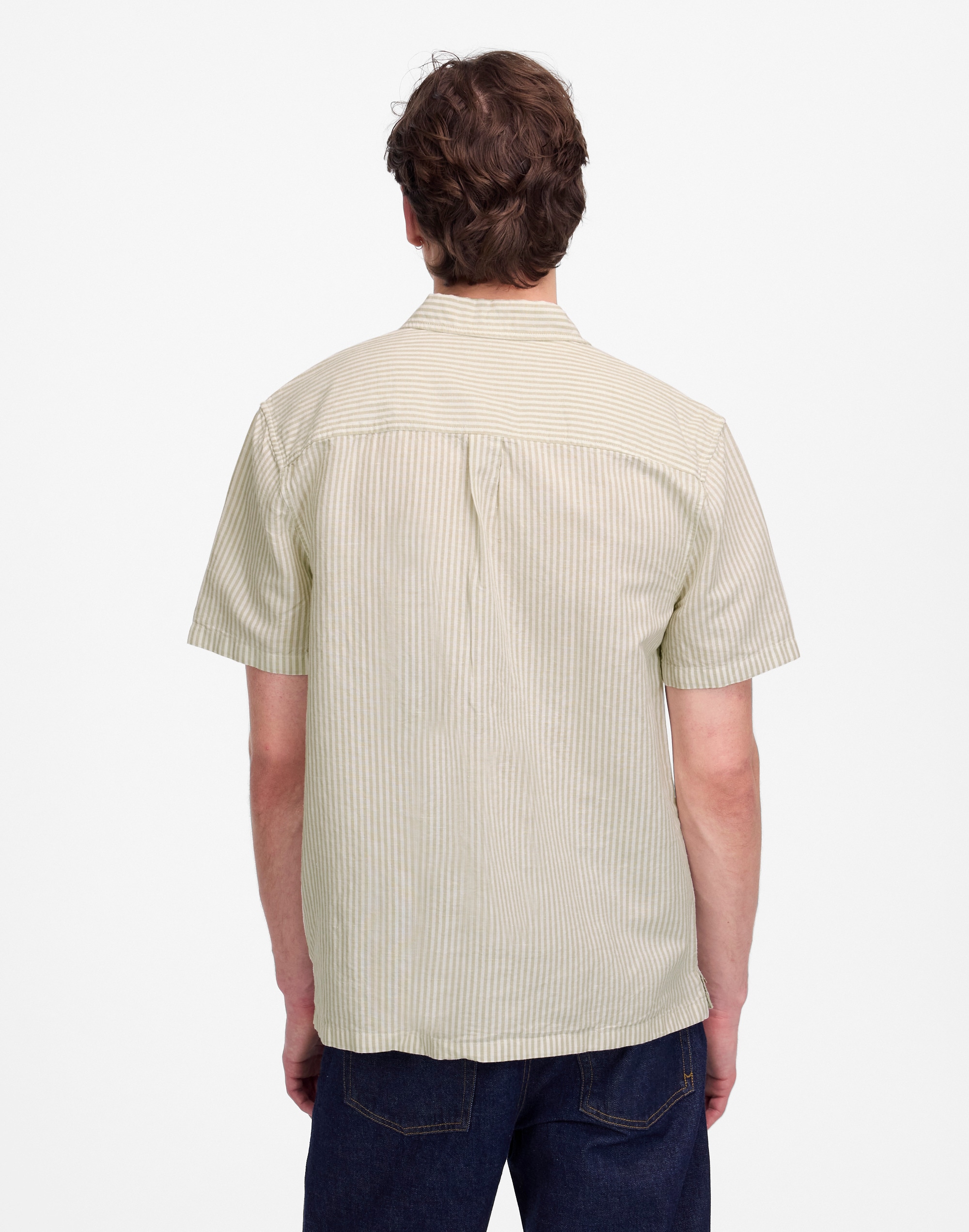 Button-Up Short-Sleeve Shirt in Cotton-Linen Blend