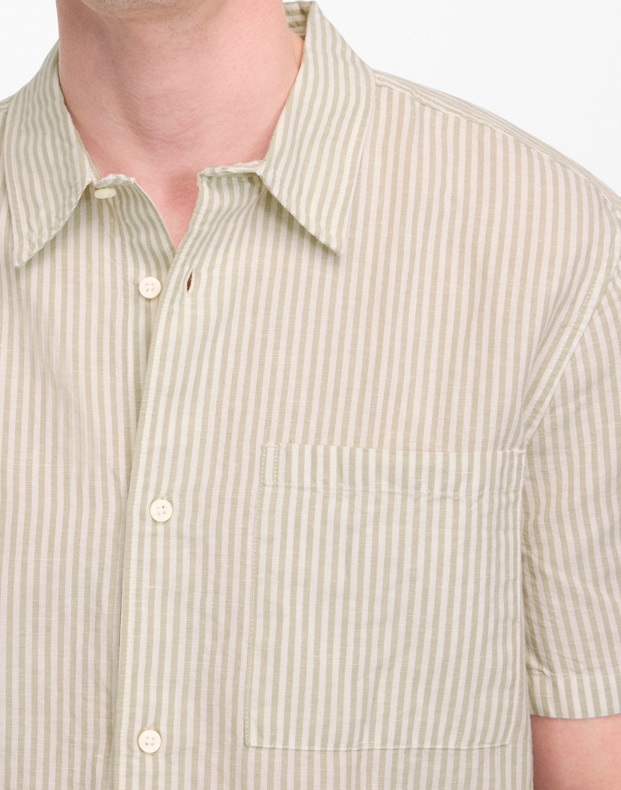 Button-Up Short-Sleeve Shirt in Cotton-Linen Blend