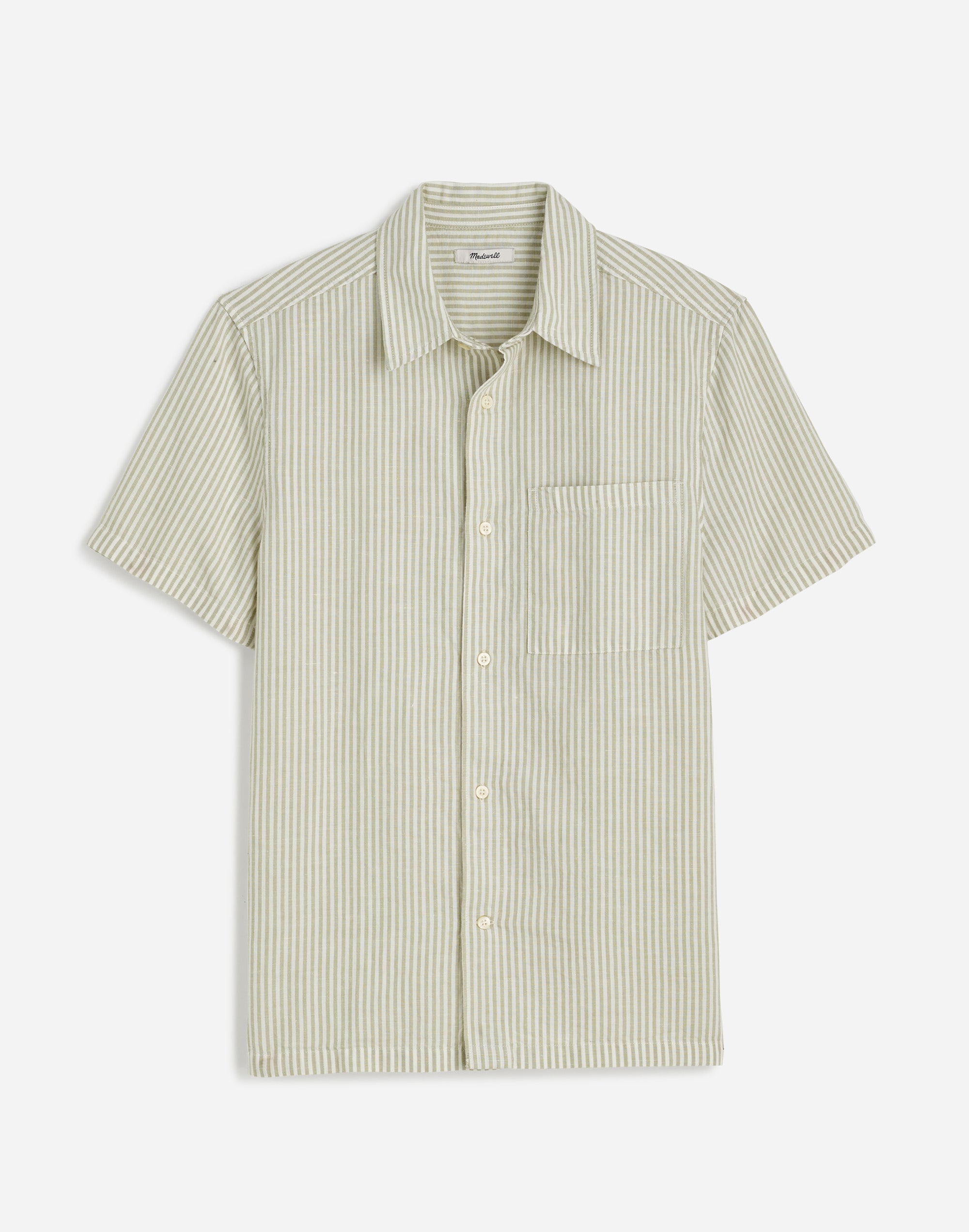 Button-Up Short-Sleeve Shirt in Cotton-Linen Blend