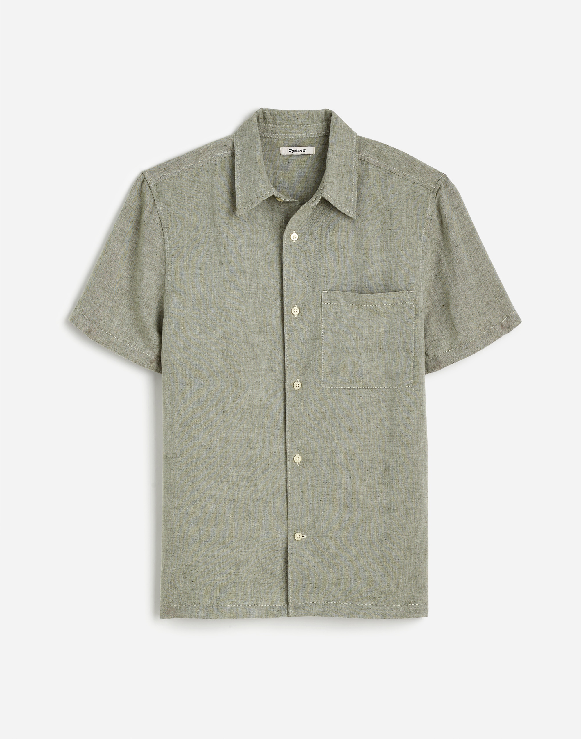 Button-Up Short-Sleeve Shirt in Cotton-Linen Blend