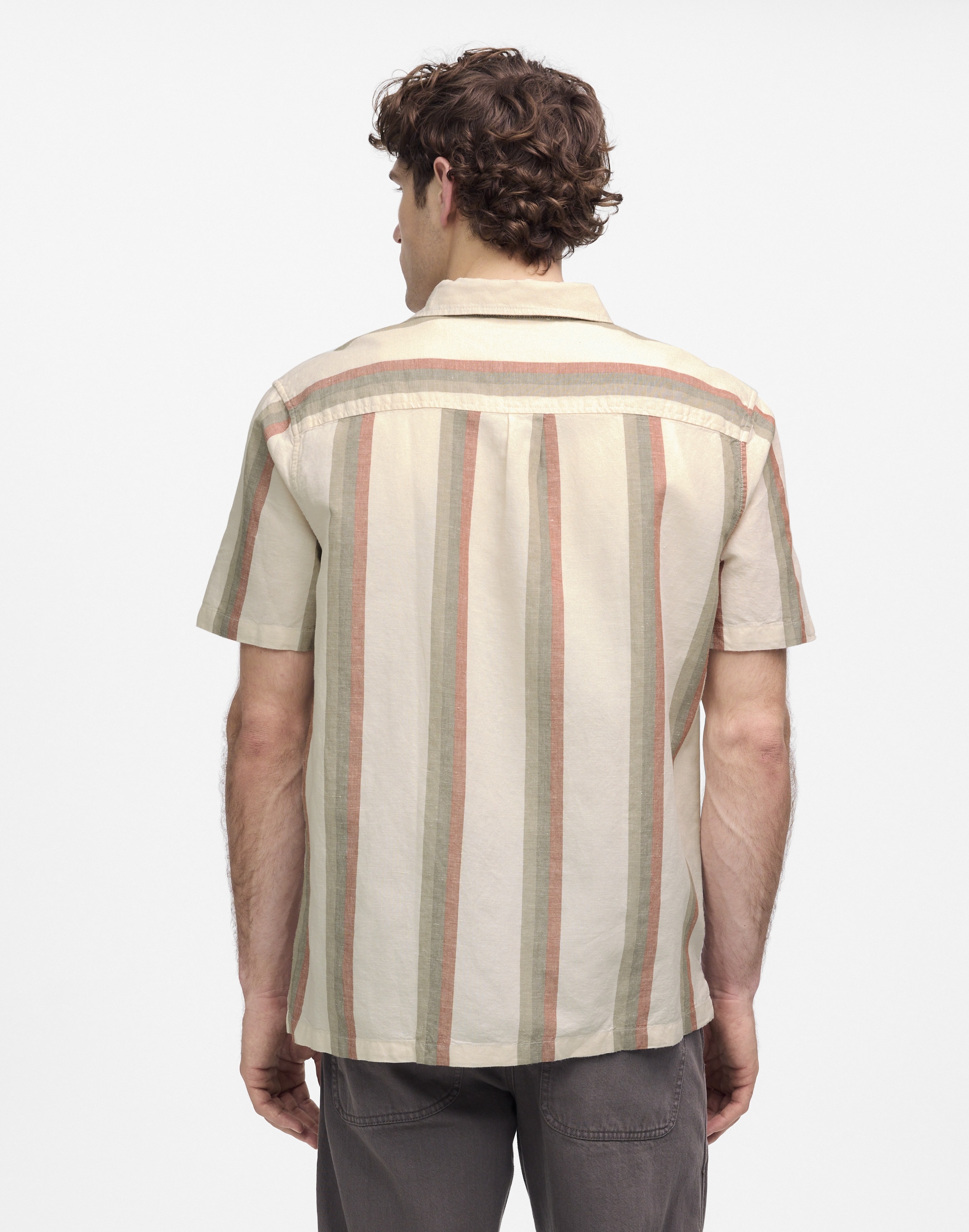 Button-Up Short-Sleeve Shirt in Cotton-Linen Blend