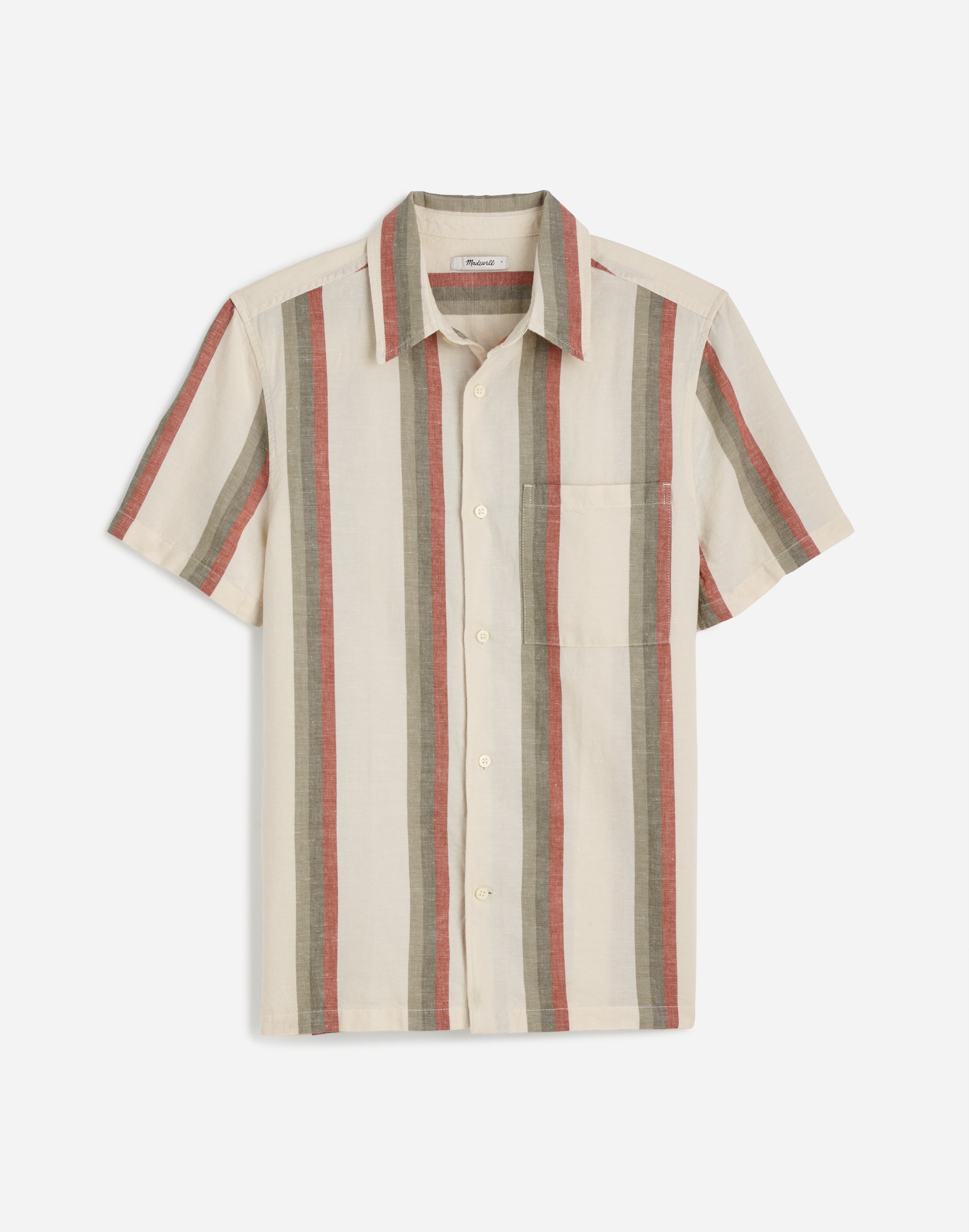 Button-Up Short-Sleeve Shirt in Cotton-Linen Blend