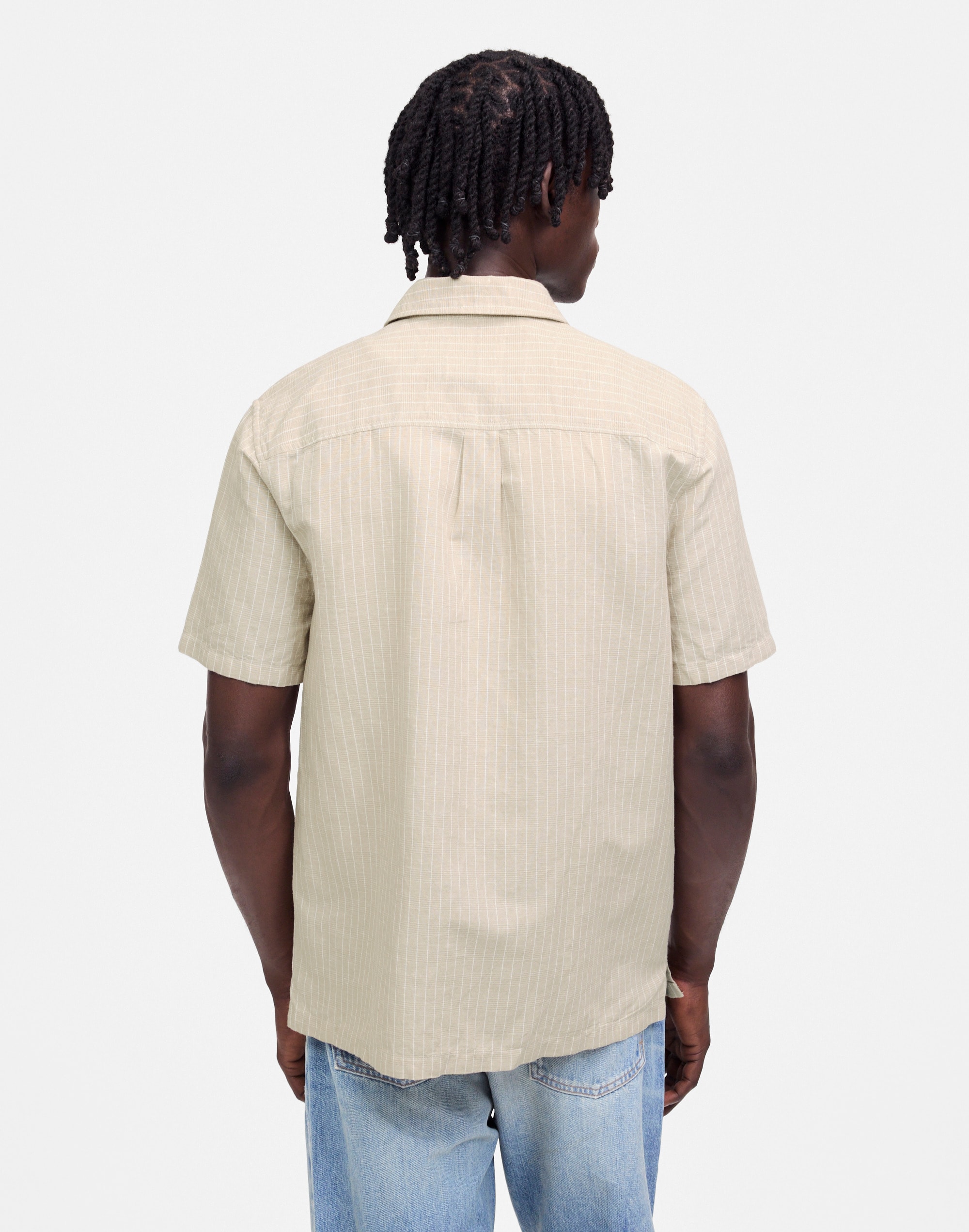 Button-Up Short-Sleeve Shirt in Cotton-Linen Blend