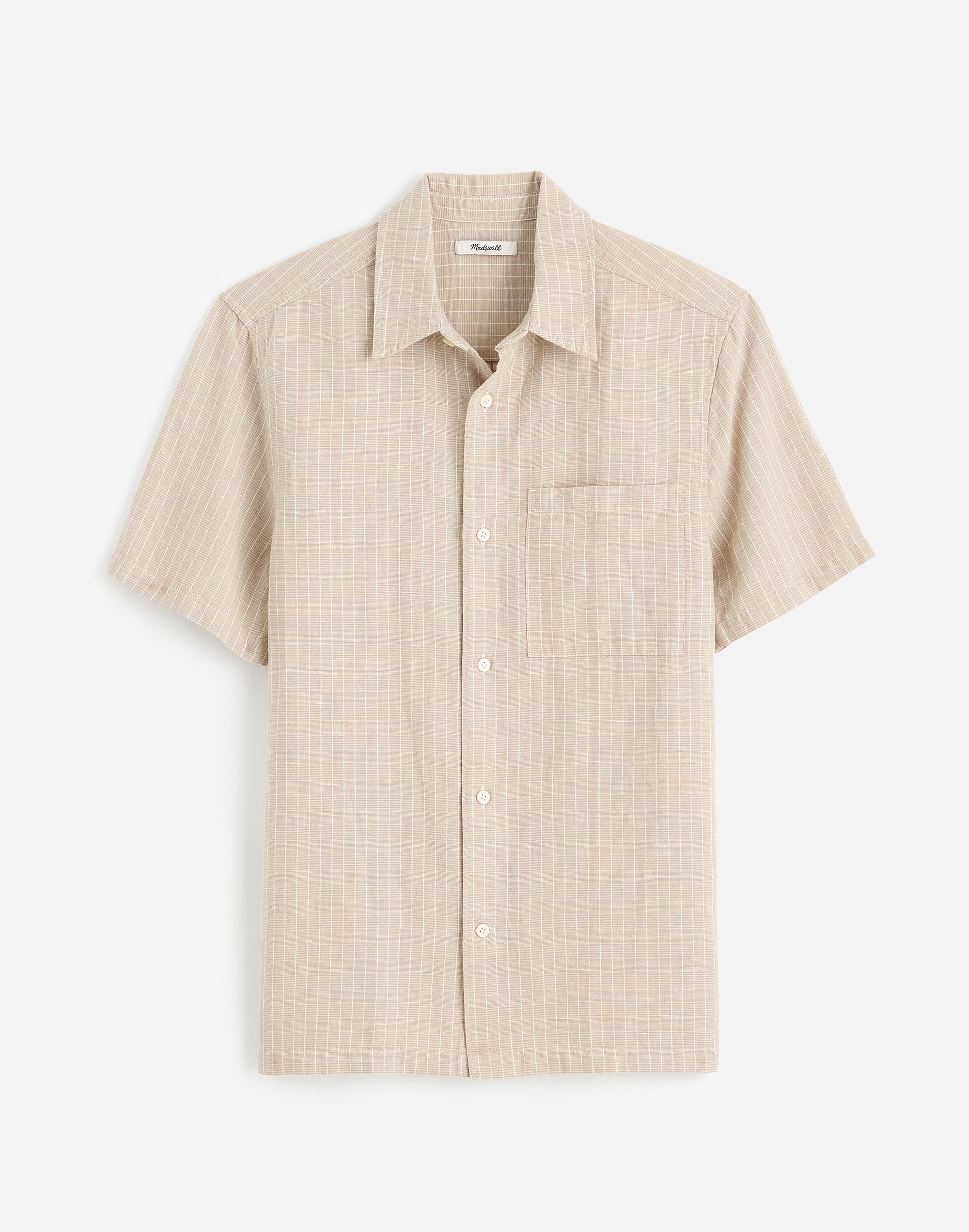 Button-Up Short-Sleeve Shirt in Cotton-Linen Blend