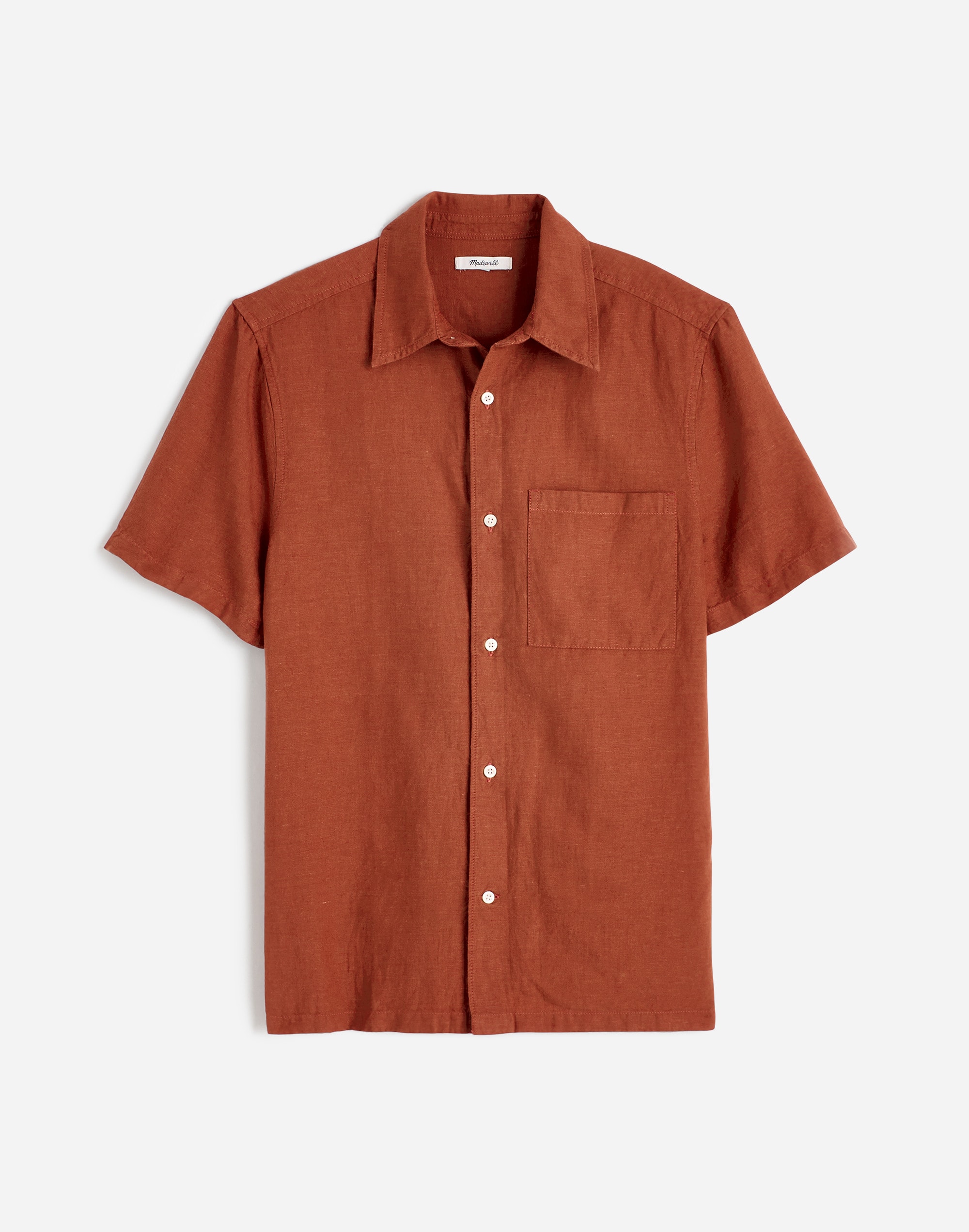 Button-Up Short-Sleeve Shirt in Cotton-Linen Blend