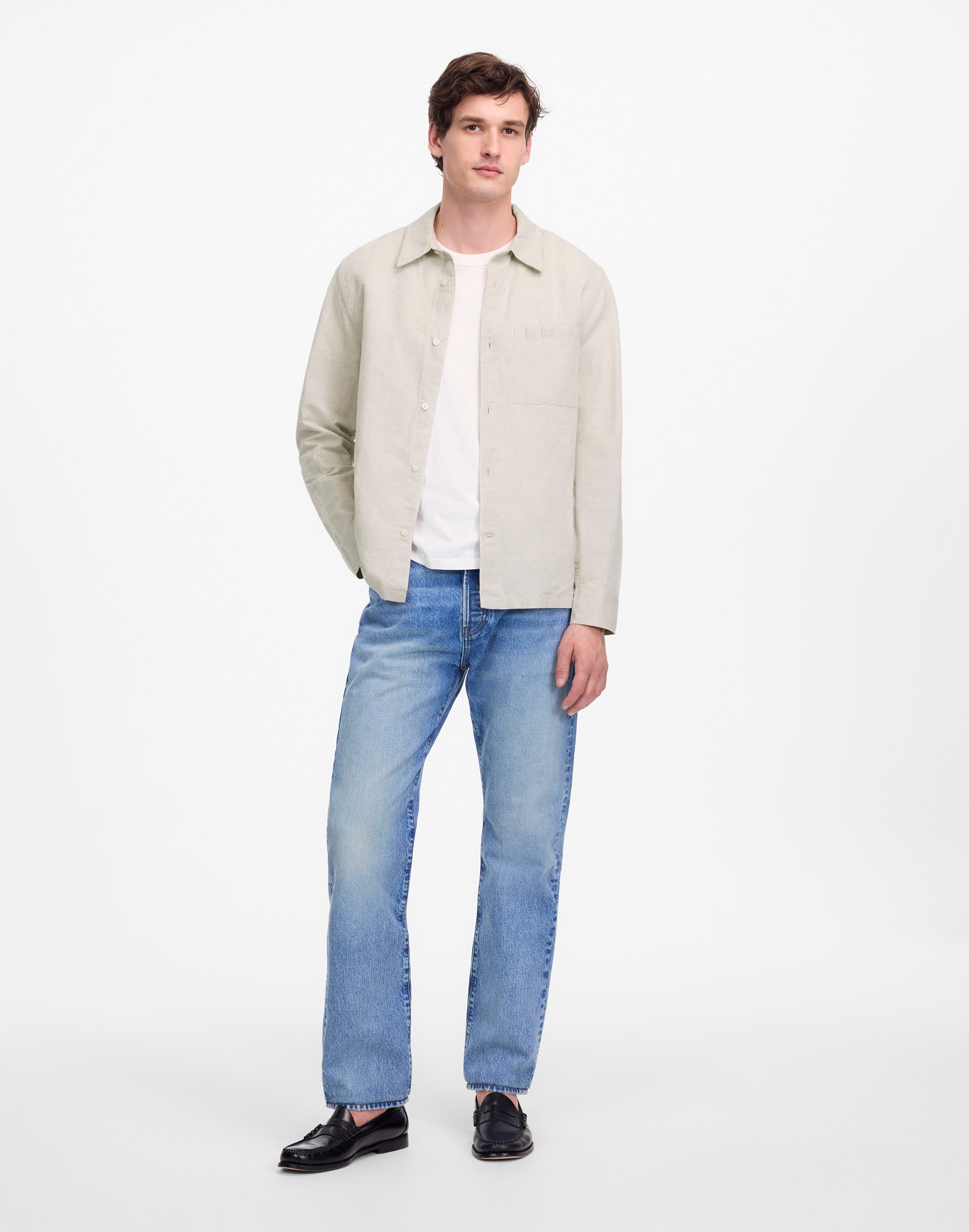 Button-Up Shirt in Cotton-Linen Blend