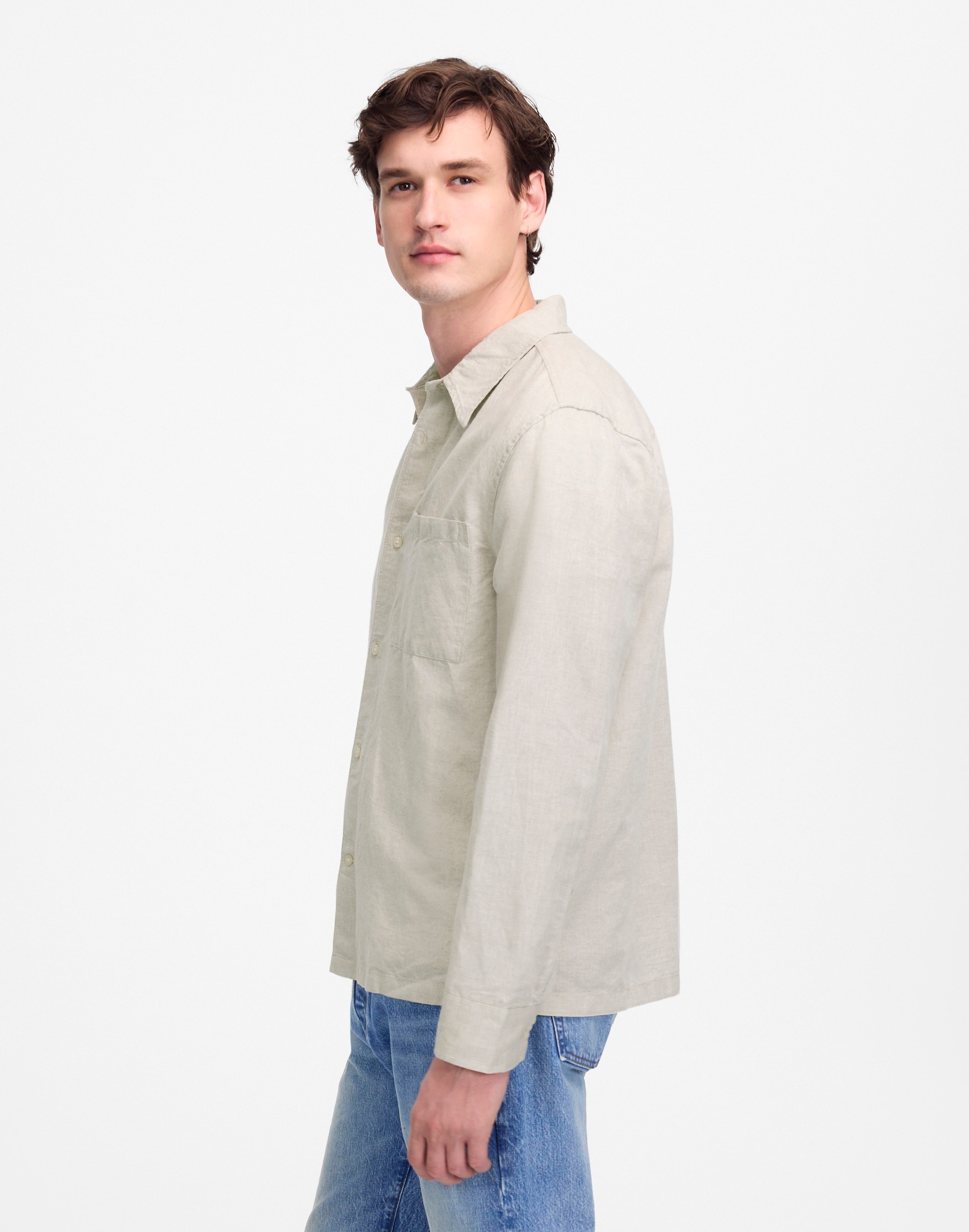 Button-Up Shirt in Cotton-Linen Blend