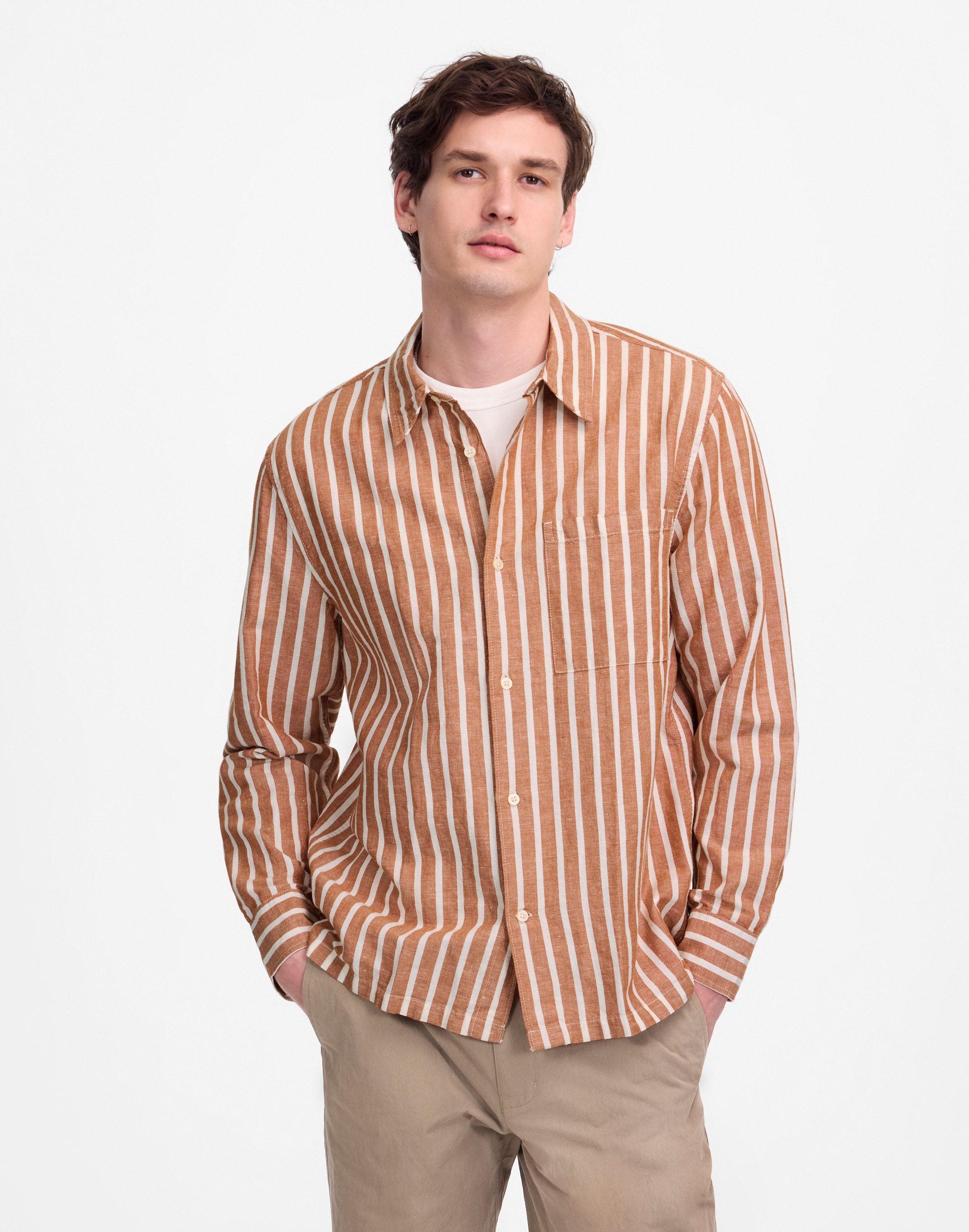Button-Up Shirt in Cotton-Linen Blend