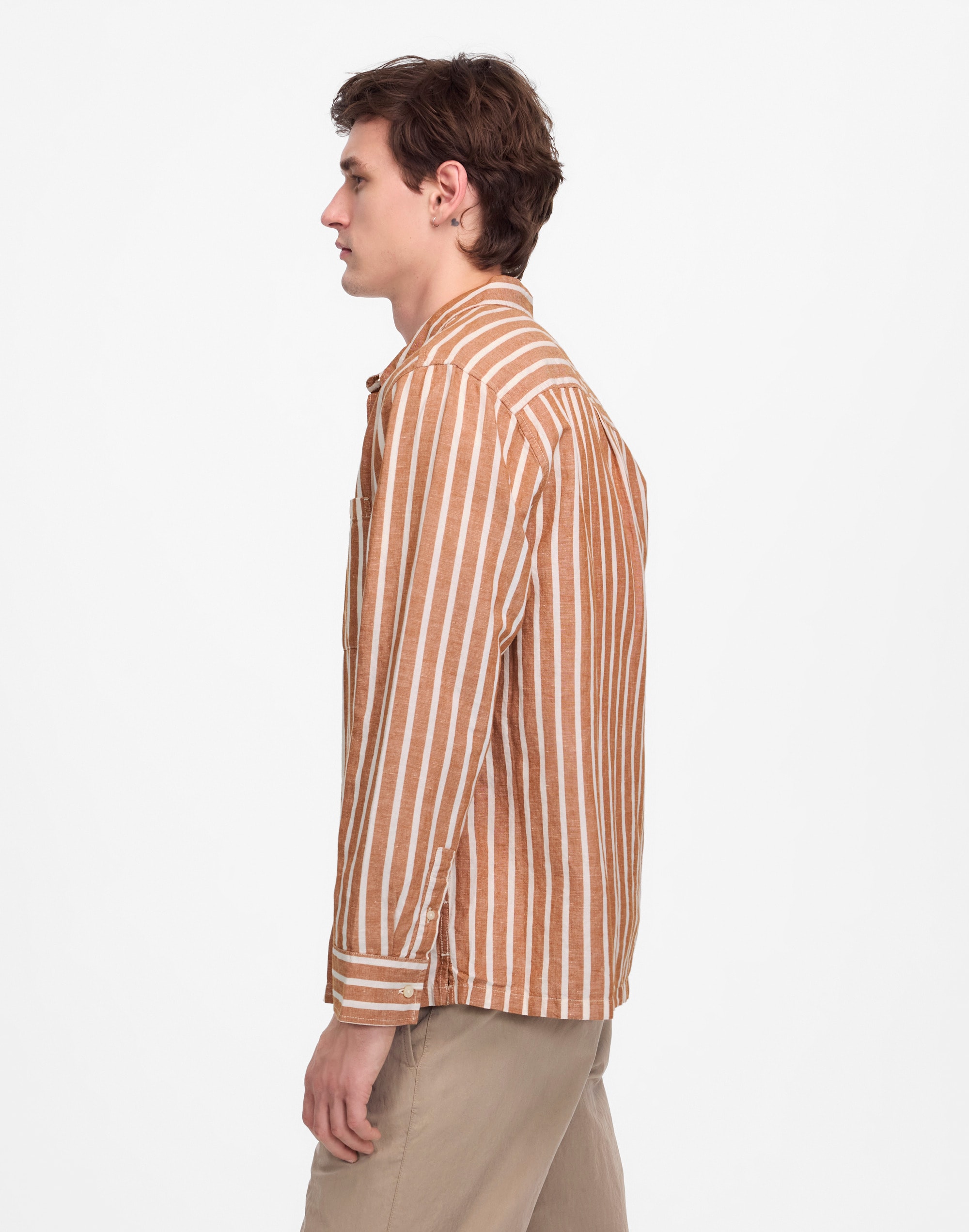 Button-Up Shirt in Cotton-Linen Blend