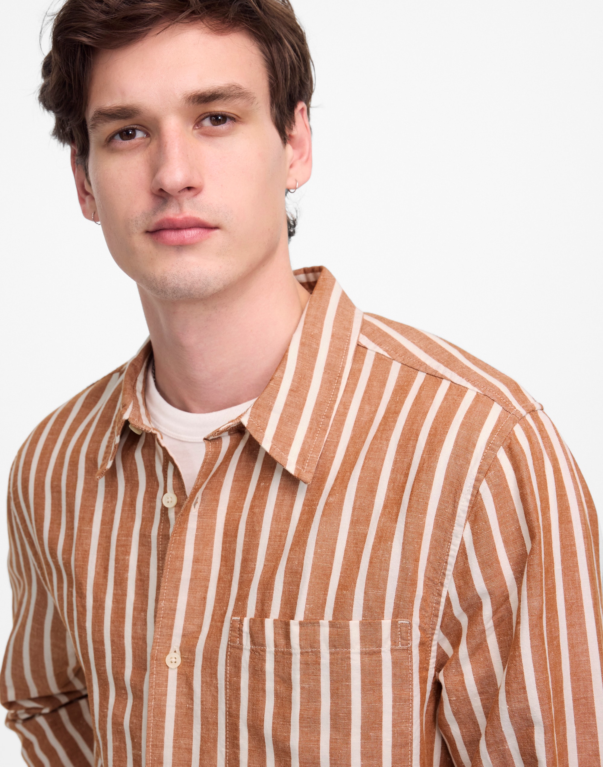 Button-Up Shirt in Cotton-Linen Blend