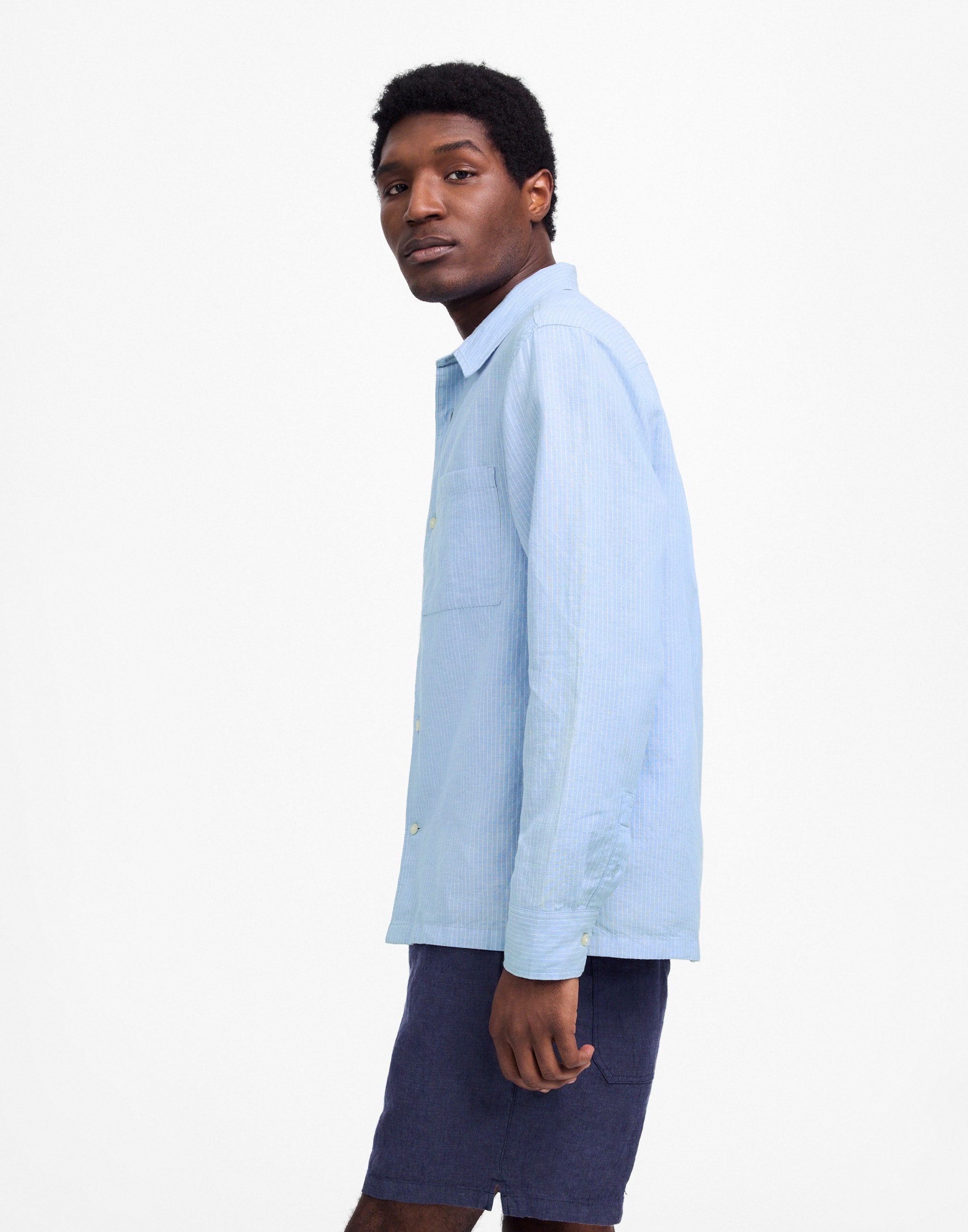 Button-Up Shirt in Cotton-Linen Blend