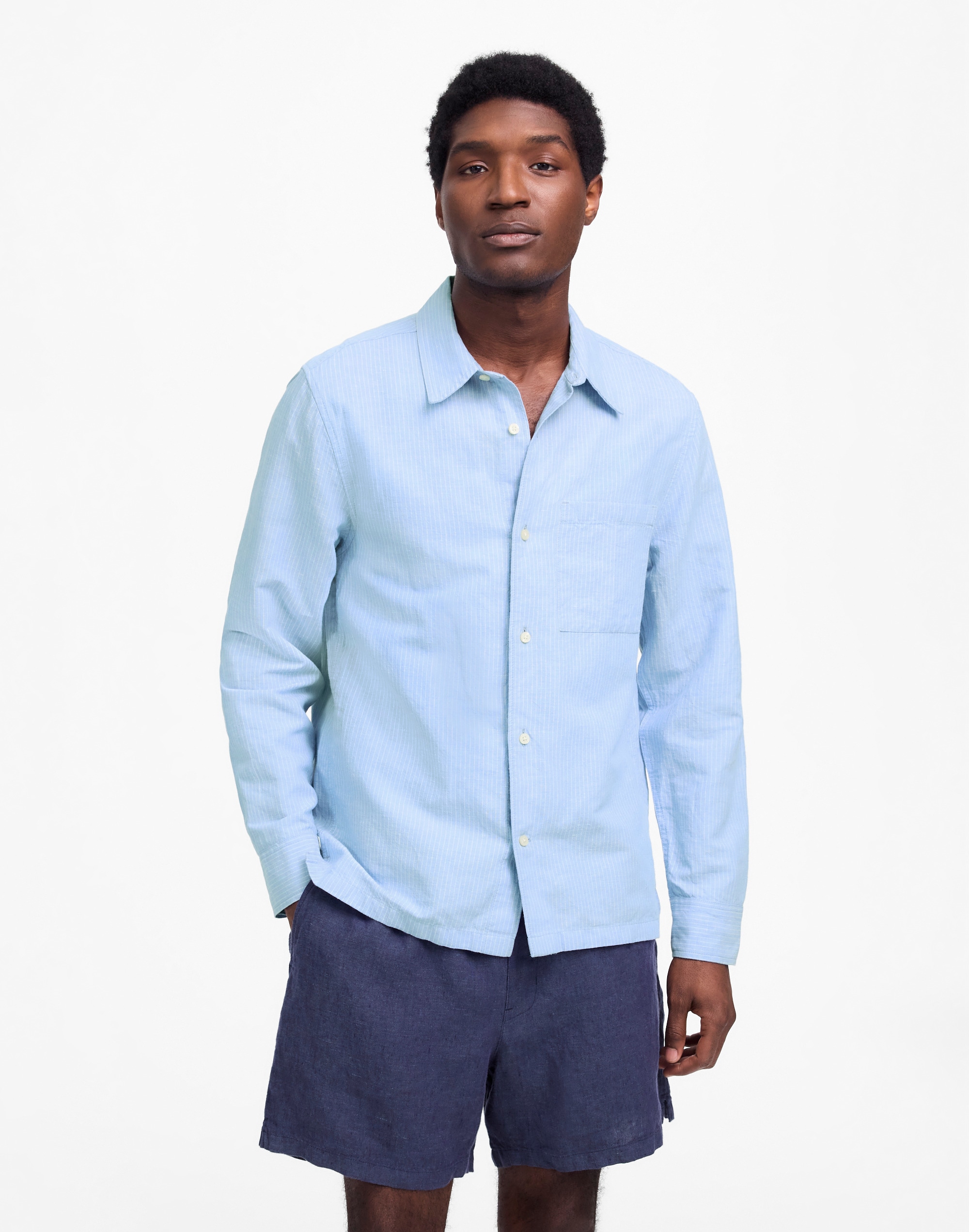 Button-Up Shirt in Cotton-Linen Blend