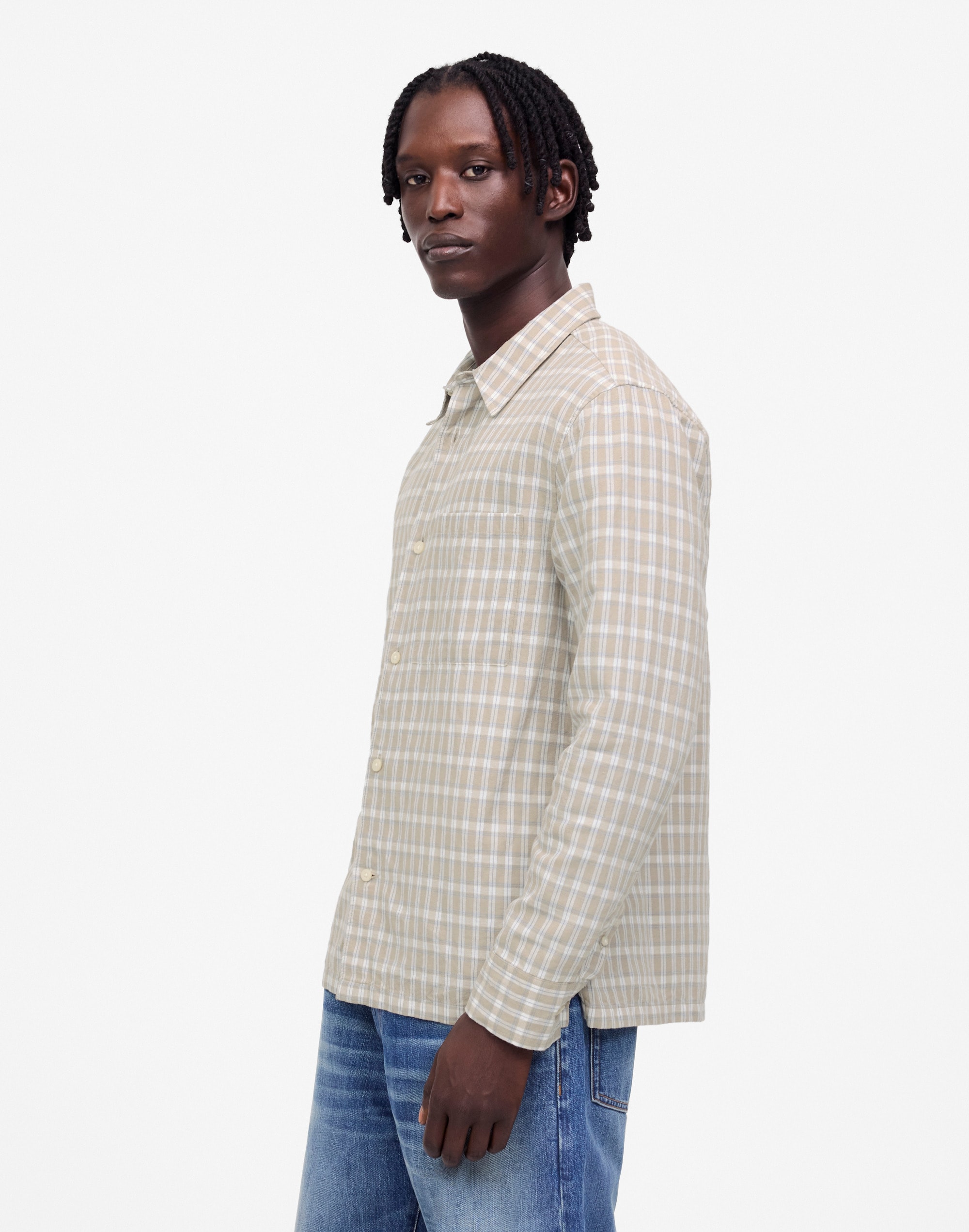 Button-Up Shirt in Cotton-Linen Blend