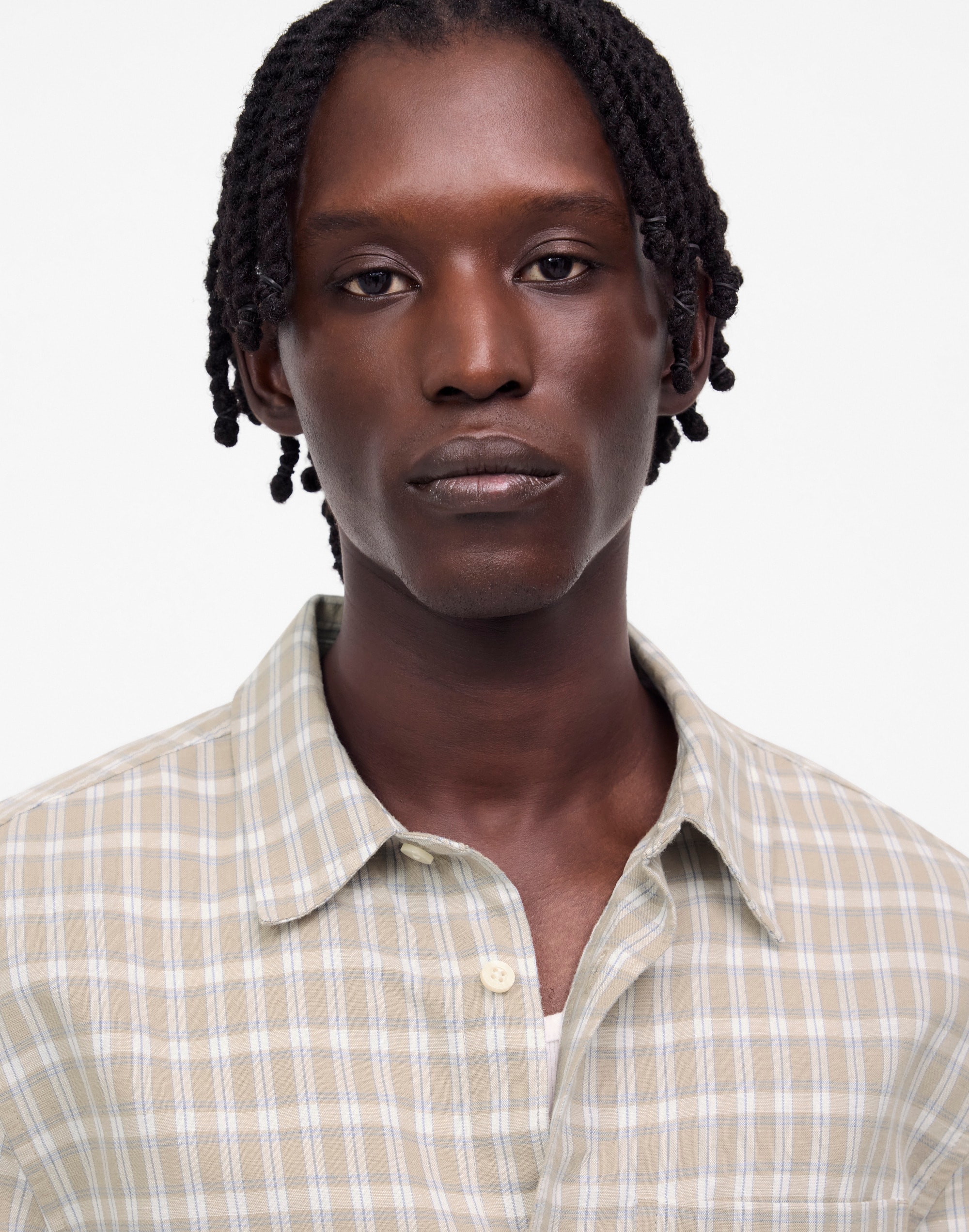 Button-Up Shirt in Cotton-Linen Blend