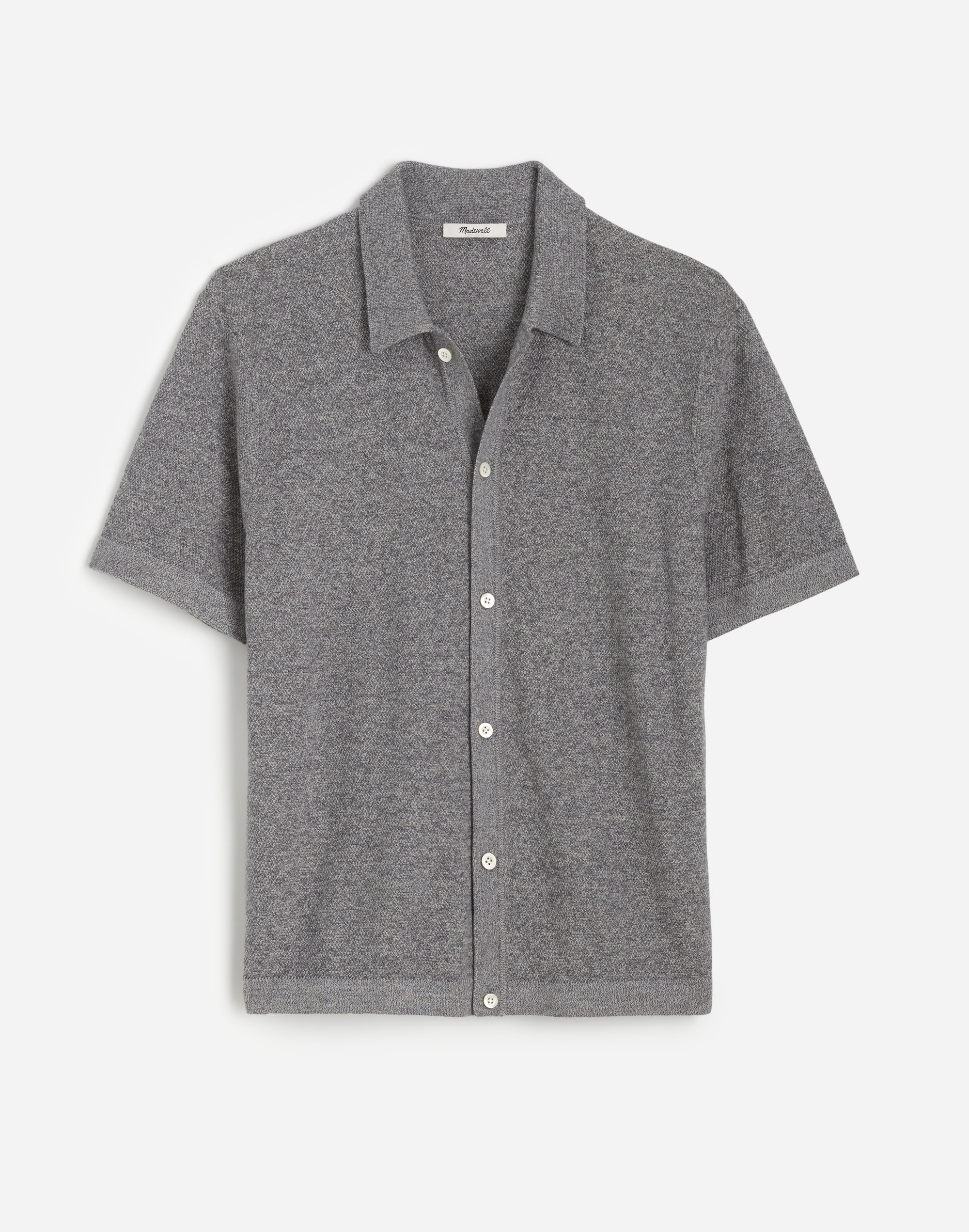 Marled Cotton Button-Up Sweater Polo