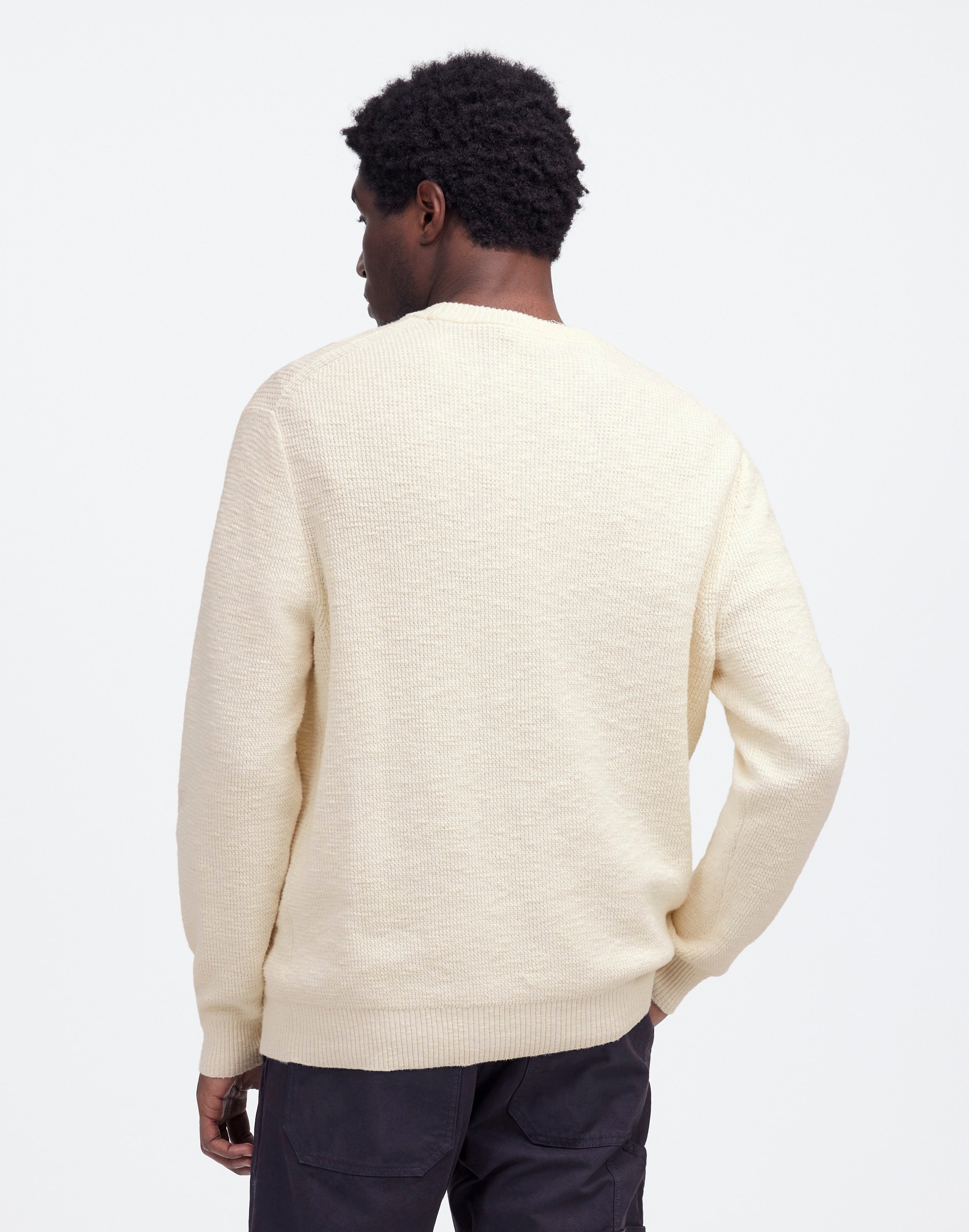 Waffle-Knit Crewneck Sweater