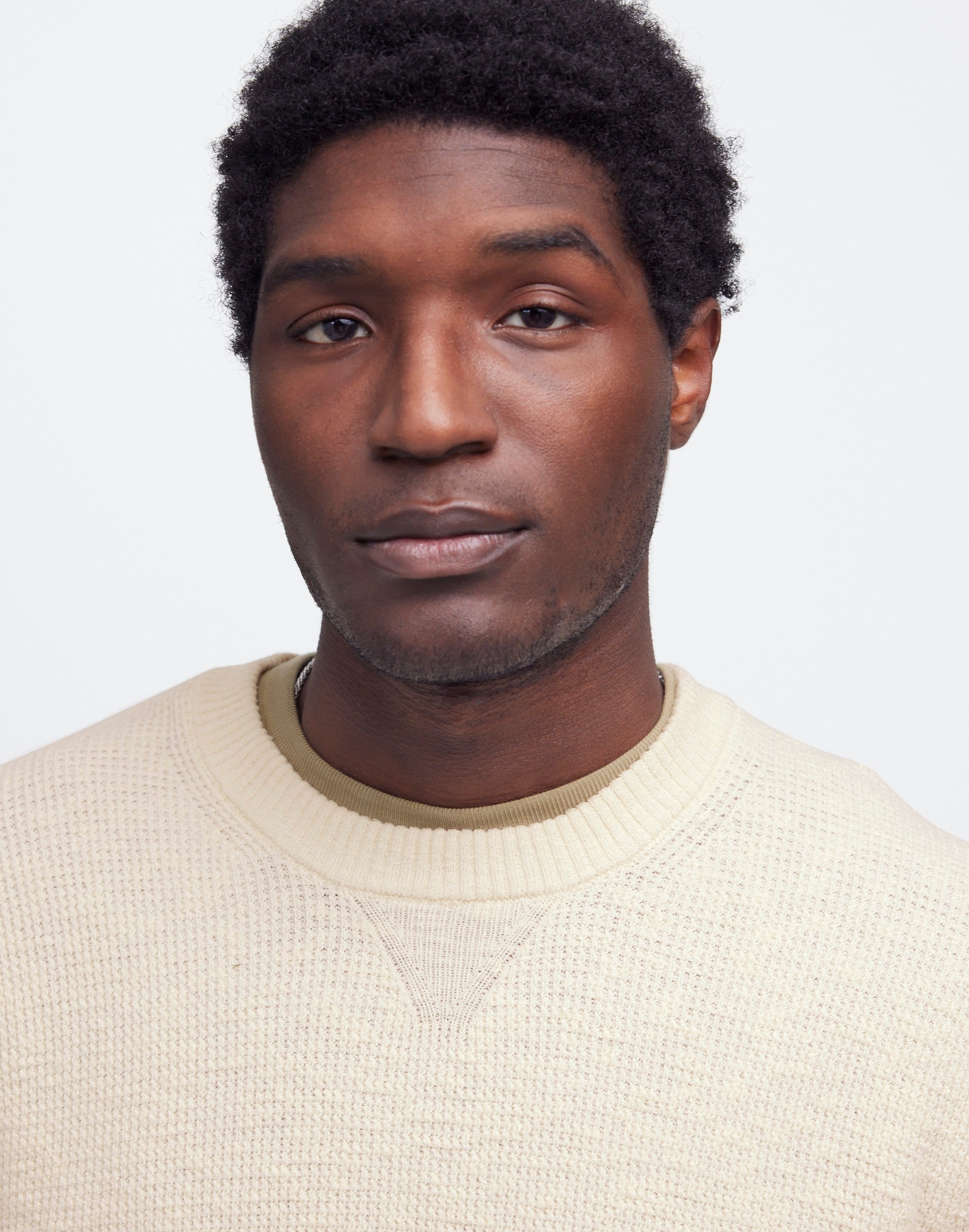 Waffle-Knit Crewneck Sweater