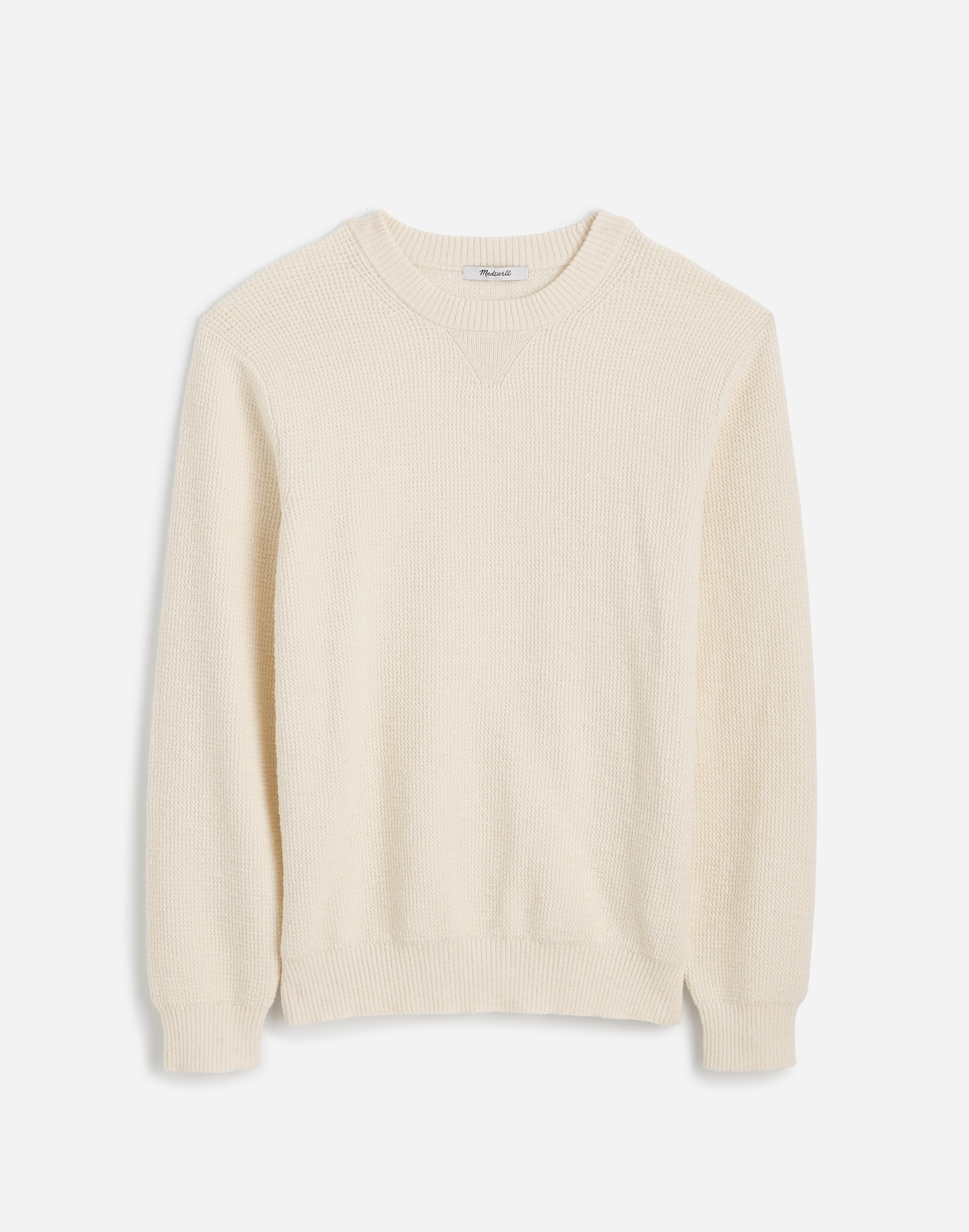 Waffle-Knit Crewneck Sweater