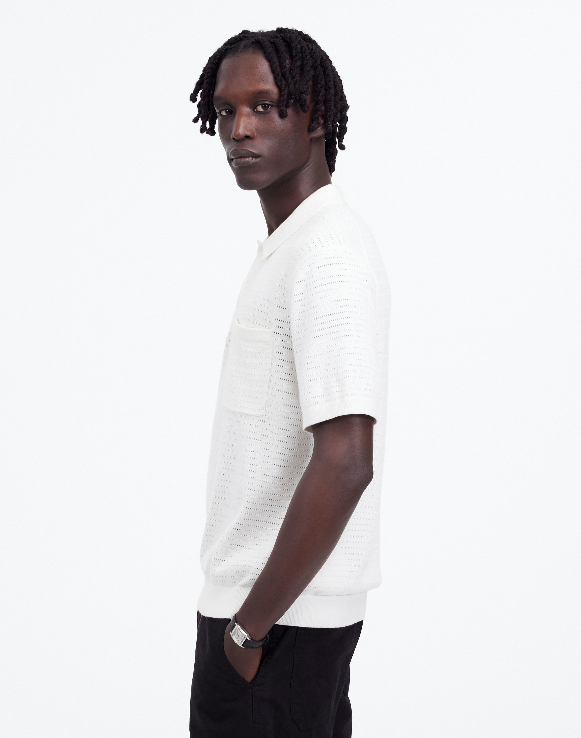 Pointelle Stitch Sweater Polo