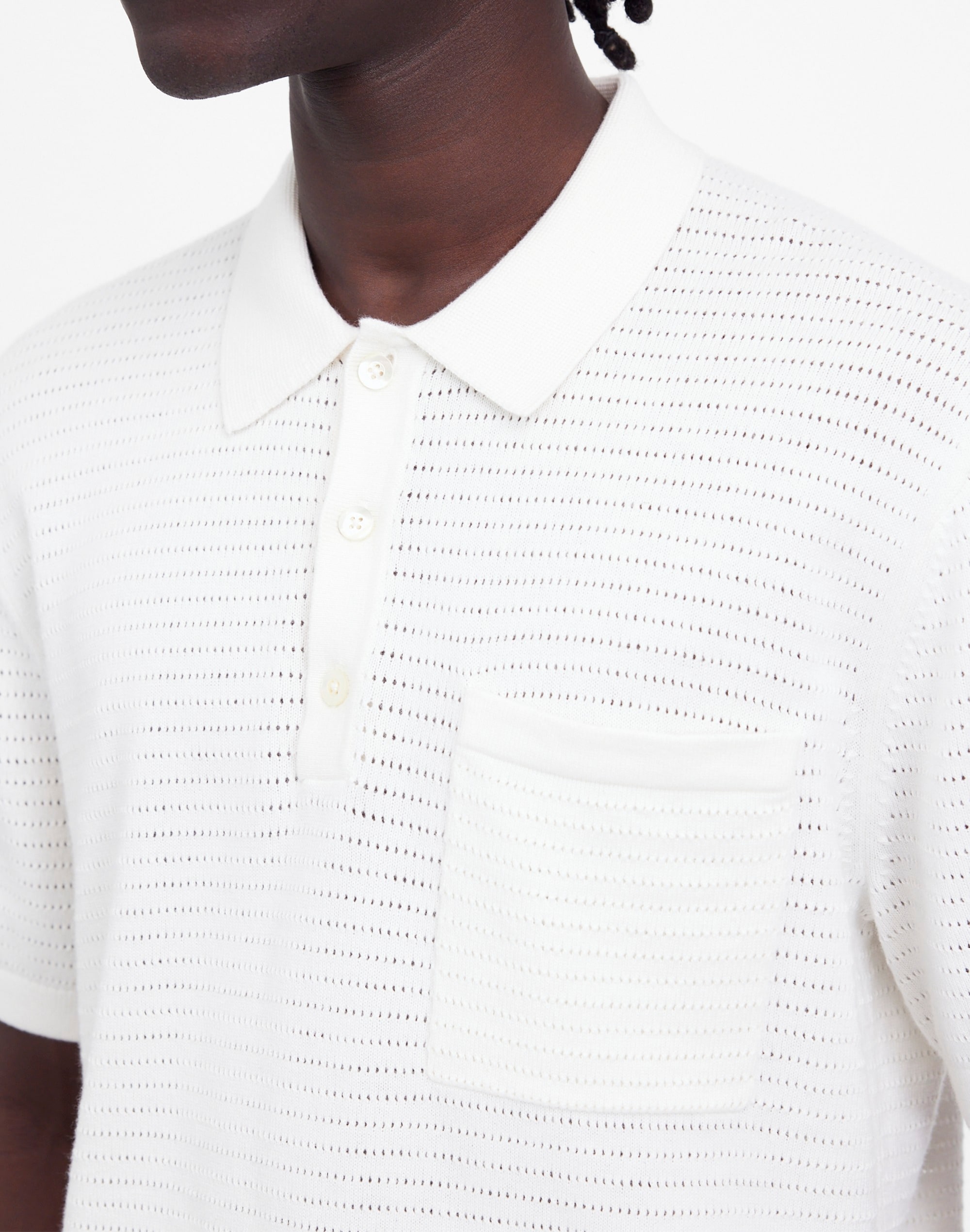 Pointelle Stitch Sweater Polo