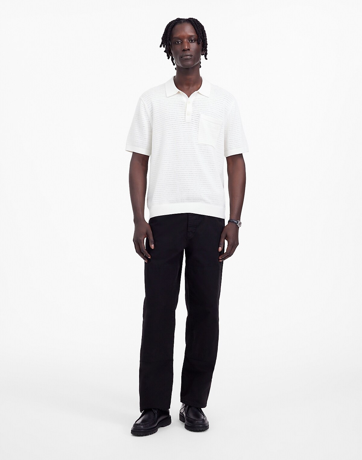 Pointelle Stitch Sweater Polo